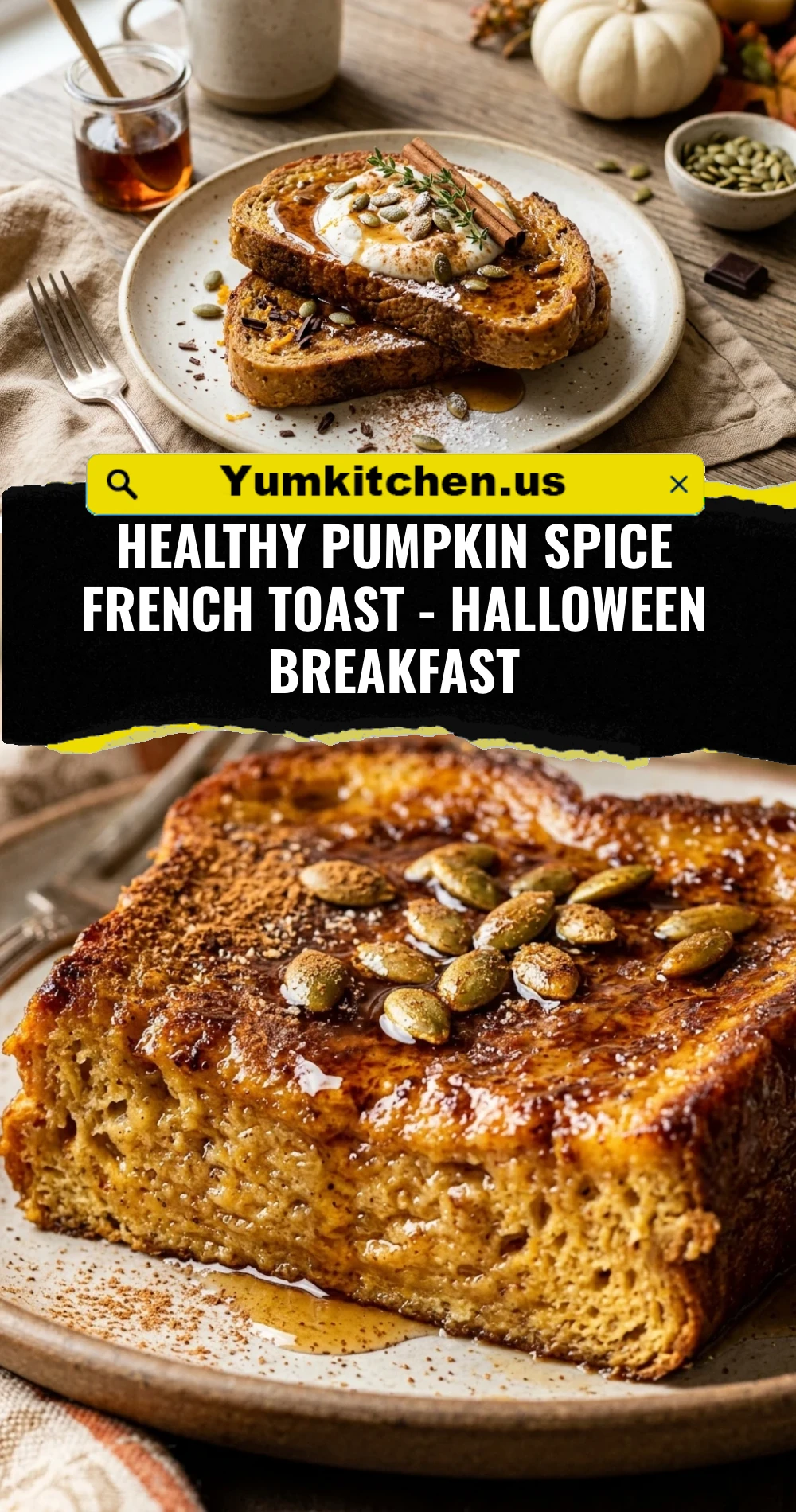 Healthy Pumpkin Spice French Toast - Halloween Breakfast