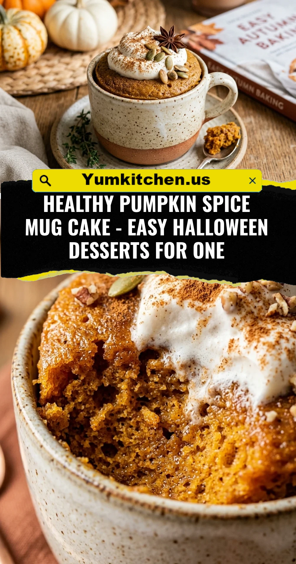 Healthy Pumpkin Spice Mug Cake - Easy Halloween Desserts For One