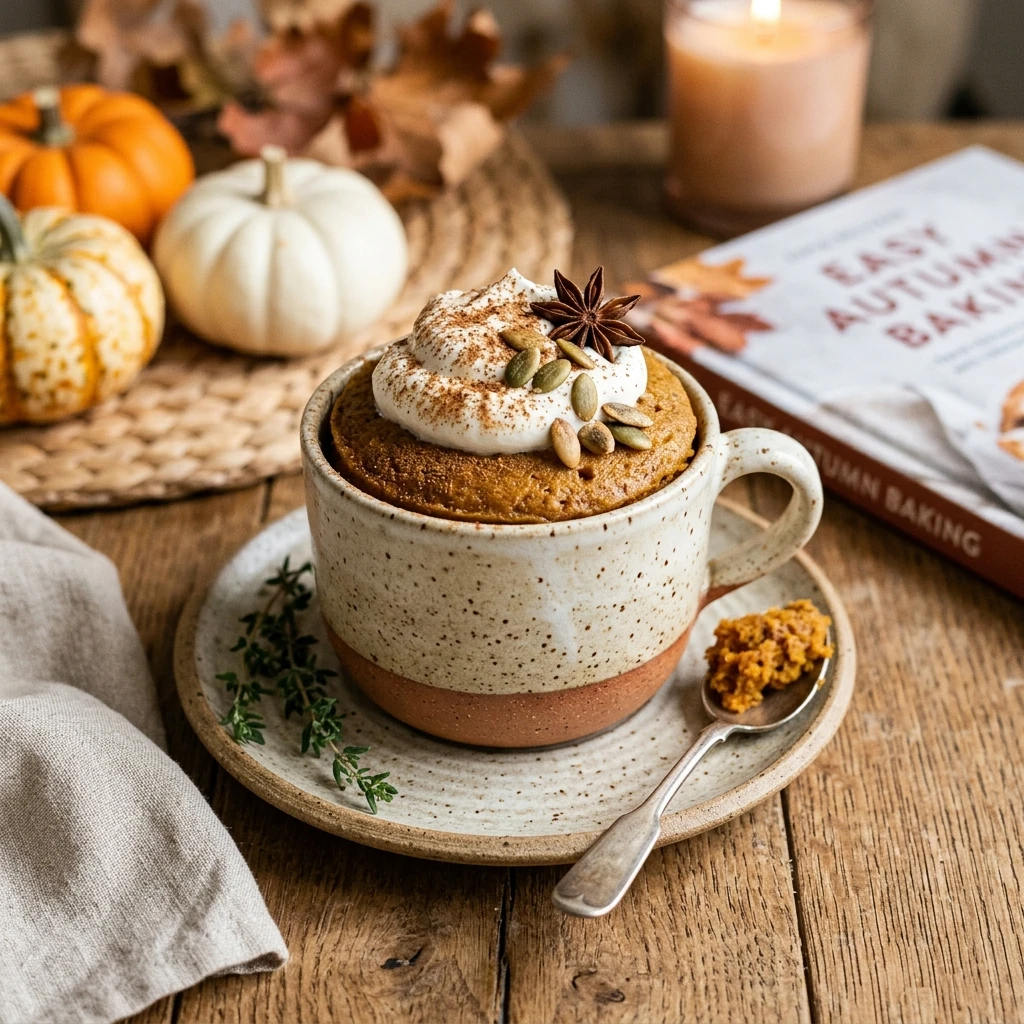Healthy Pumpkin Spice Mug Cake - Easy Halloween Desserts For One
