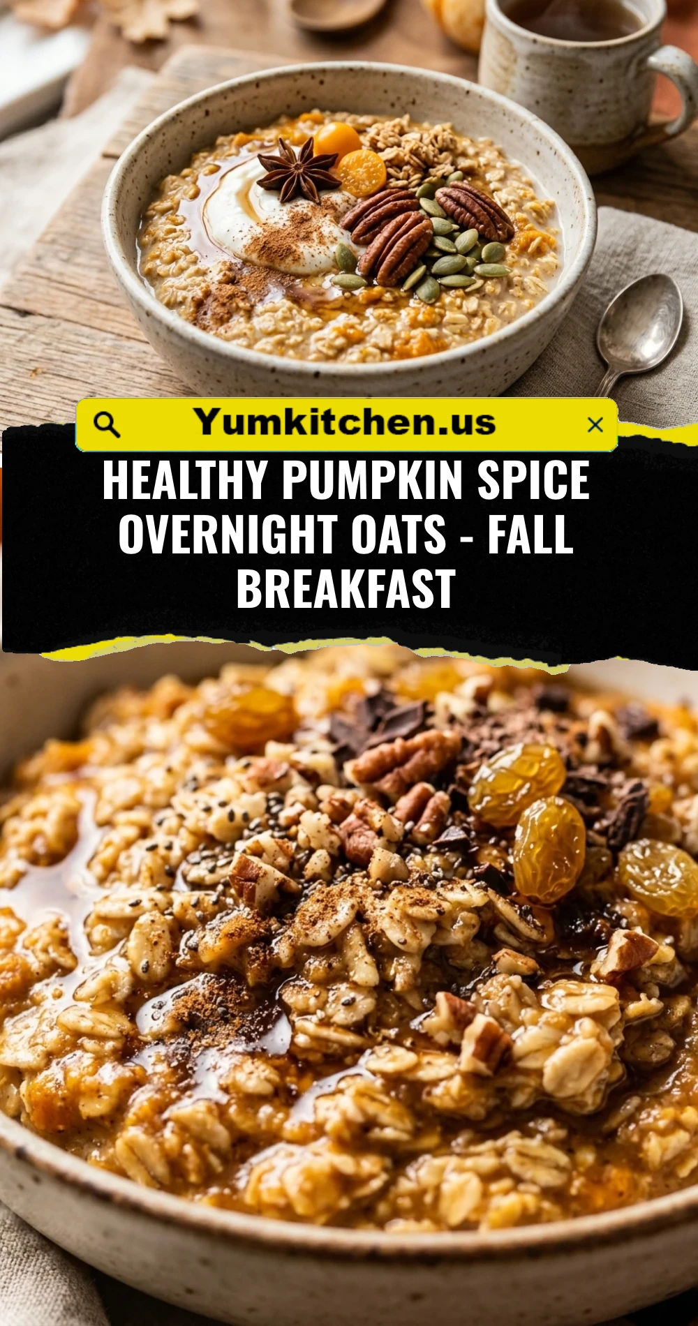 Healthy Pumpkin Spice Overnight Oats - Fall Breakfast