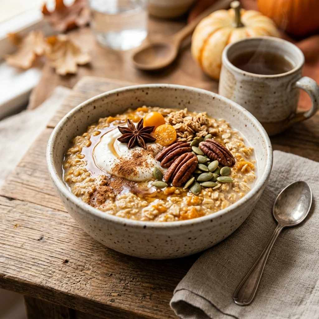 Healthy Pumpkin Spice Overnight Oats - Fall Breakfast