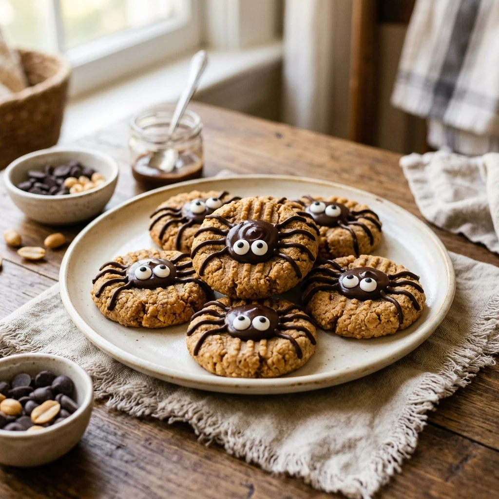 Healthy Spider Peanut Butter Cookies - Gluten Free