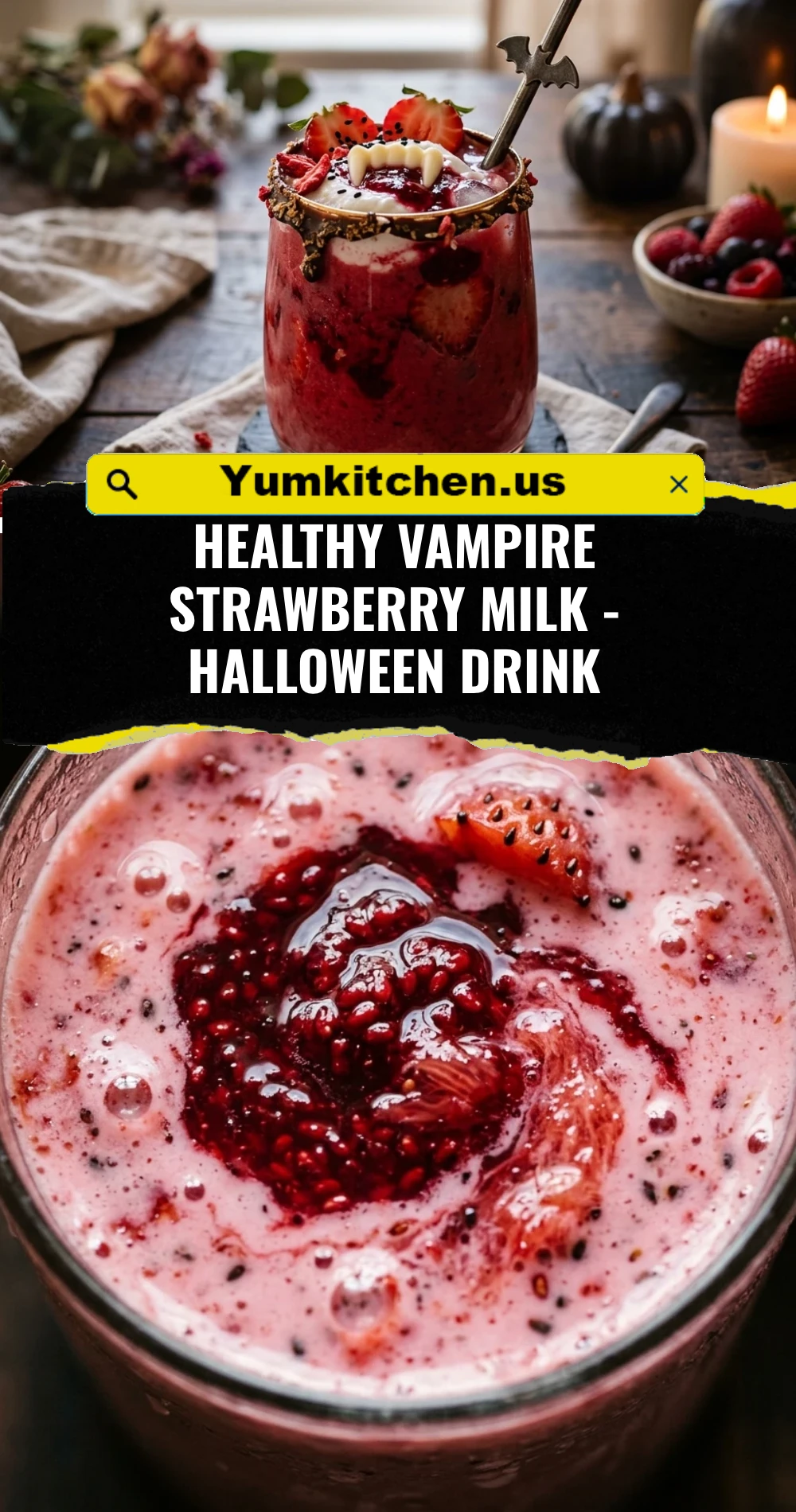 Healthy Vampire Strawberry Milk - Halloween Drink