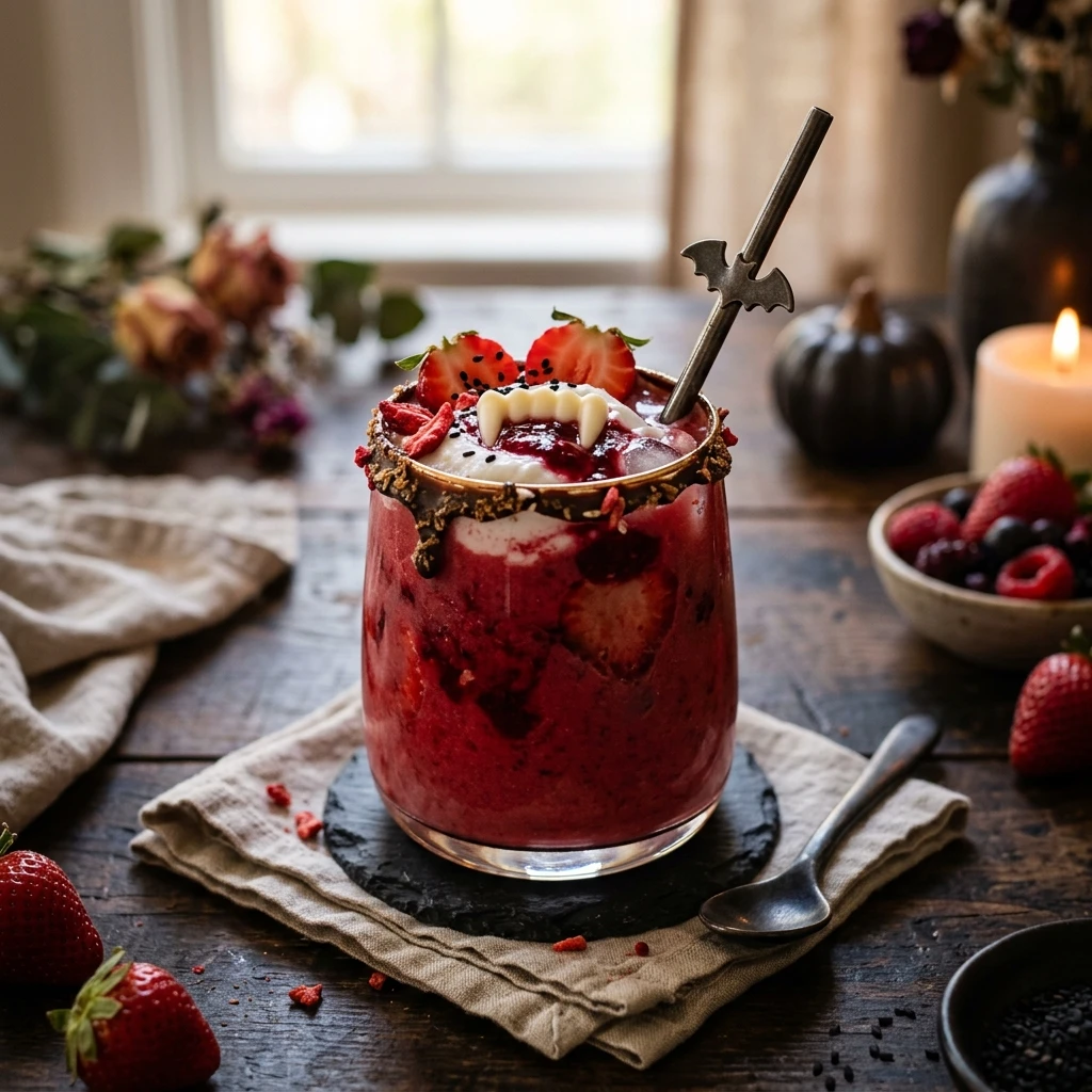 Healthy Vampire Strawberry Milk - Halloween Drink