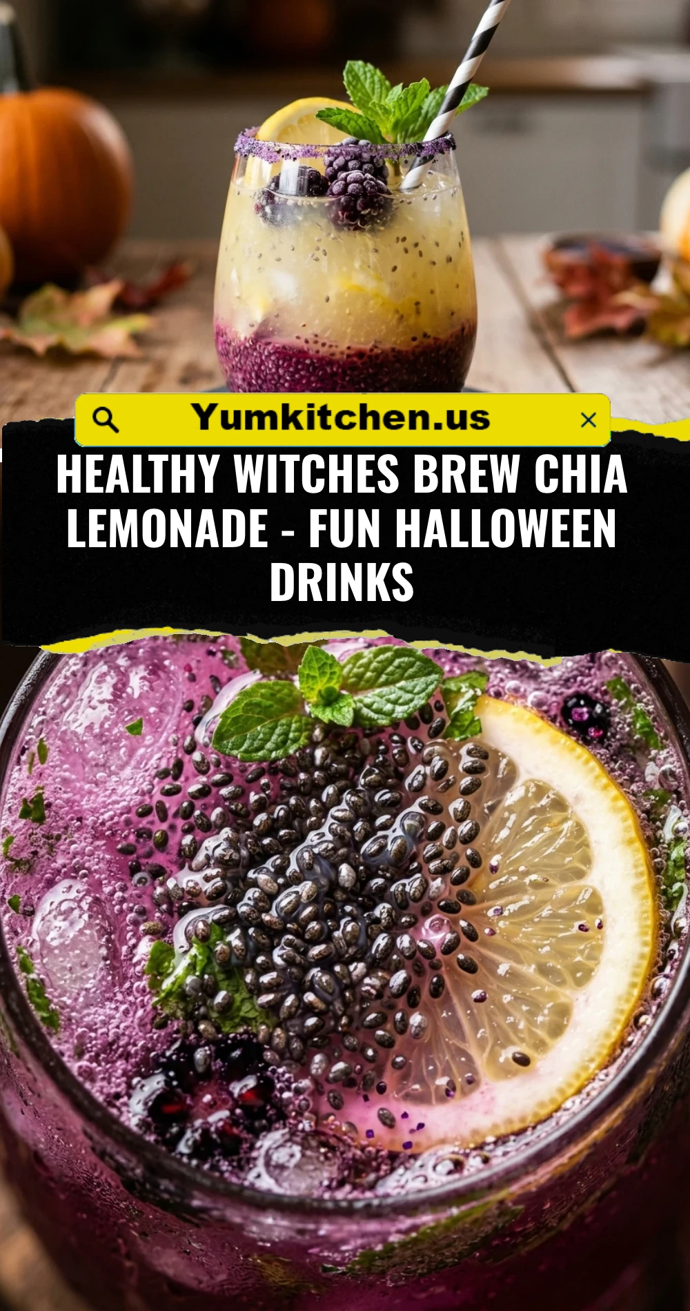 Healthy Witches Brew Chia Lemonade - Fun Halloween Drinks