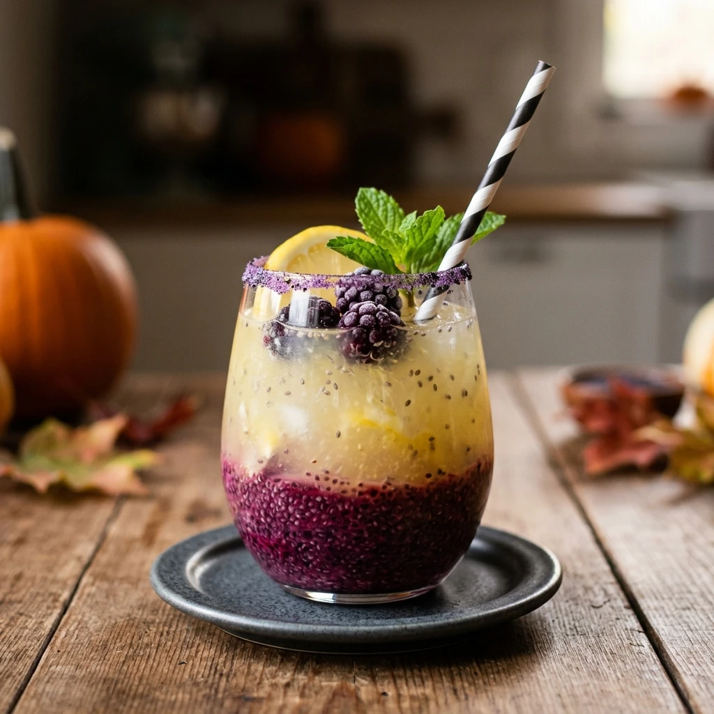 Healthy Witches Brew Chia Lemonade - Fun Halloween Drinks