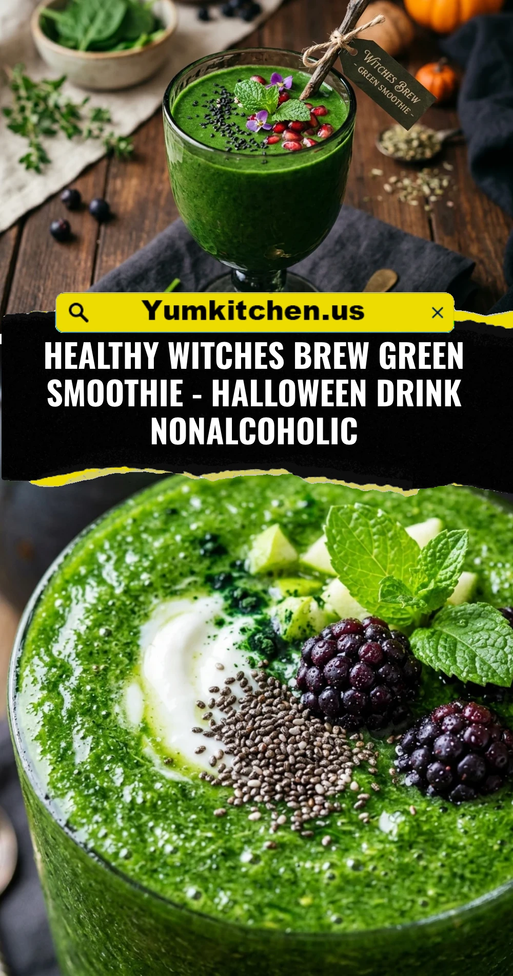 Healthy Witches Brew Green Smoothie - Halloween Drink Nonalcoholic