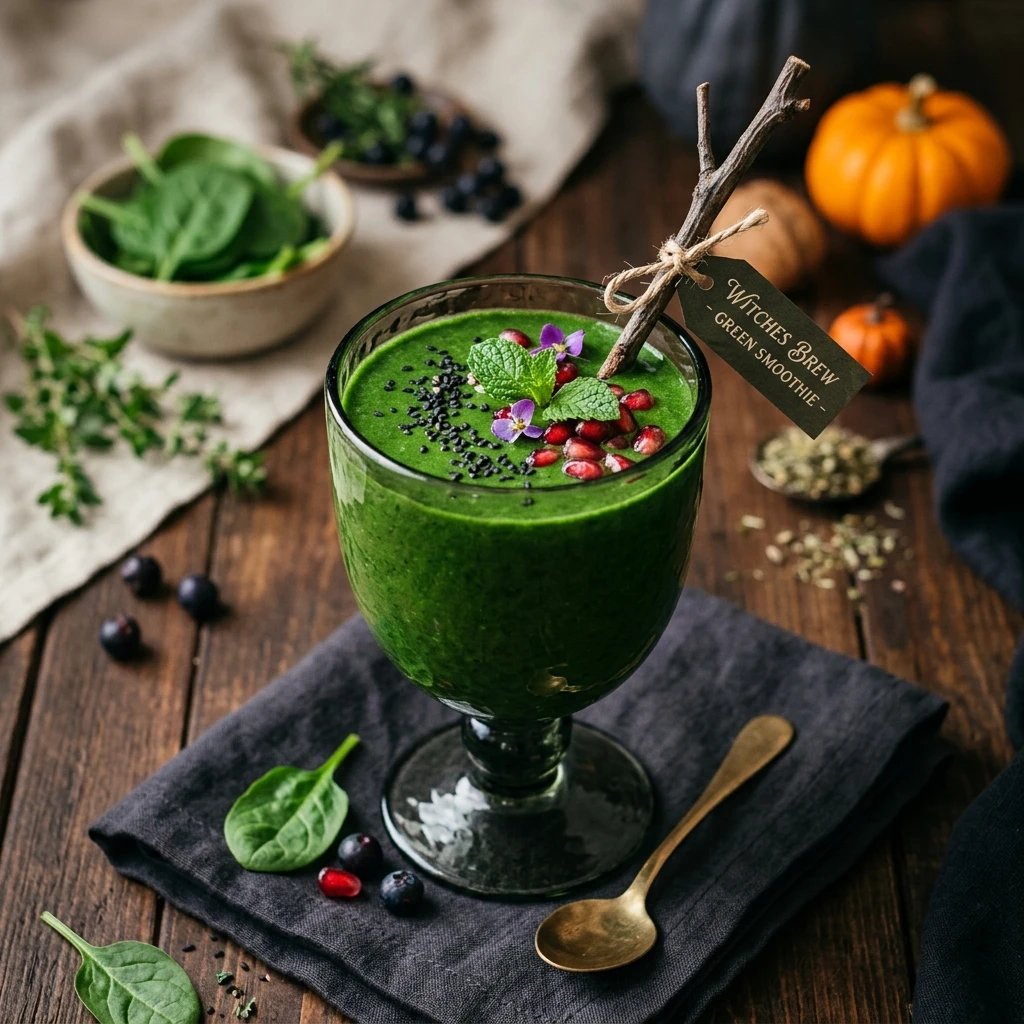 Healthy Witches Brew Green Smoothie - Halloween Drink Nonalcoholic