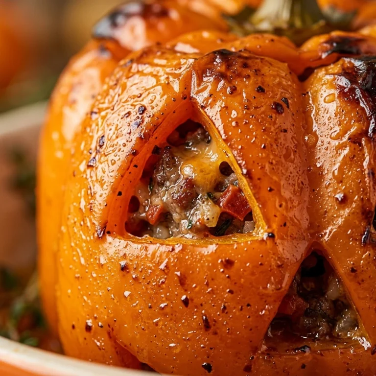 Jack-O-Lantern Stuffed Peppers - Halloween Dinner Ideas