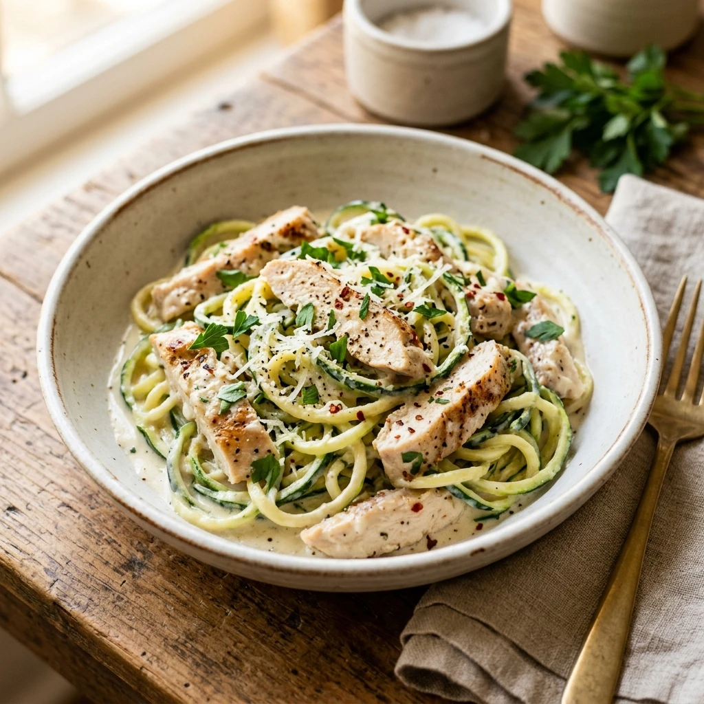 Keto Chicken Alfredo With Zoodles