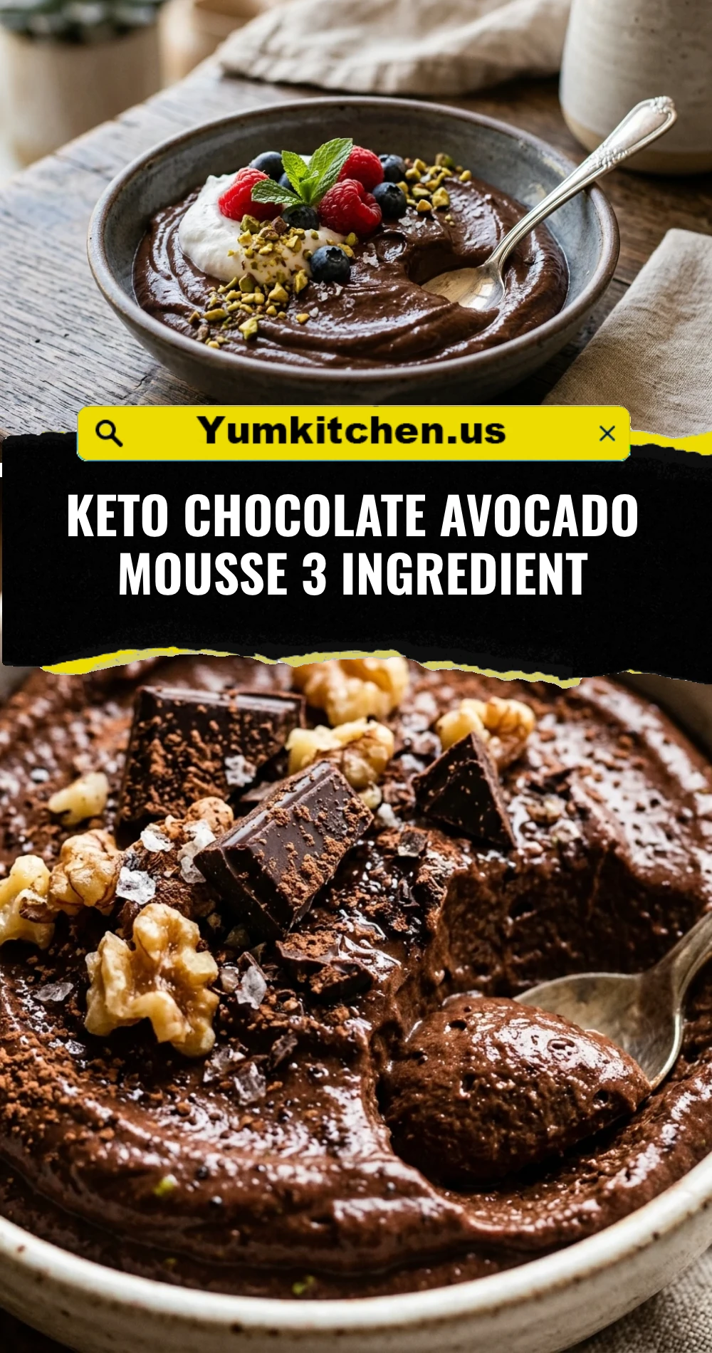 Keto Chocolate Avocado Mousse 3 Ingredient