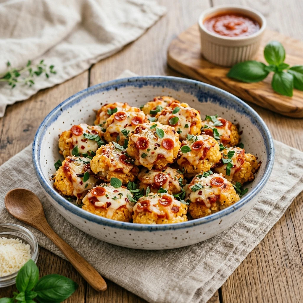 Low Carb Cauliflower Pizza Bites