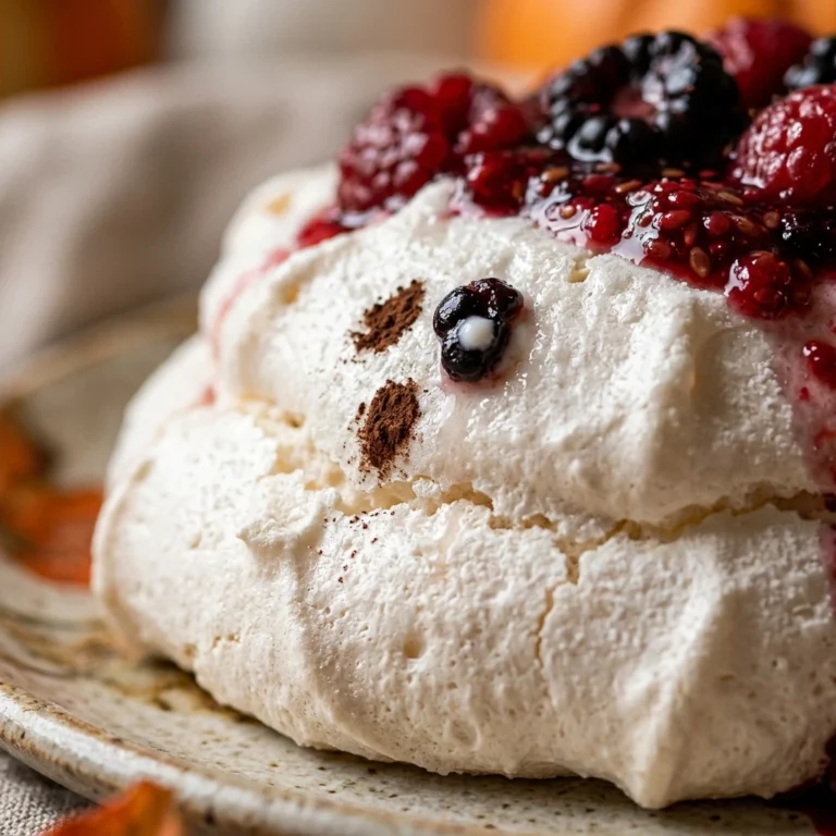 Low Sugar Ghost Pavlova - Healthy Halloween Cake Idea