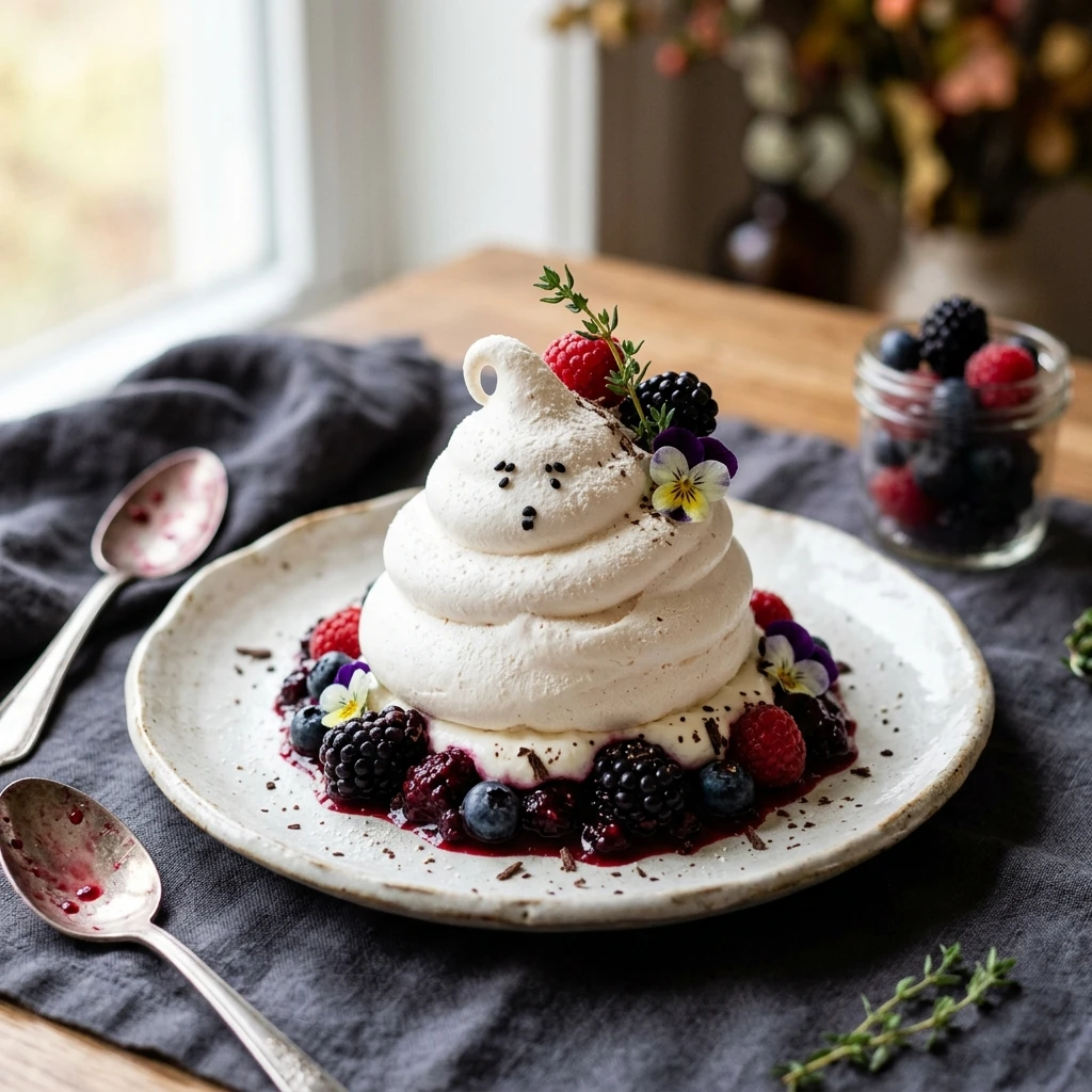 Low Sugar Ghost Pavlova - Healthy Halloween Cake Idea