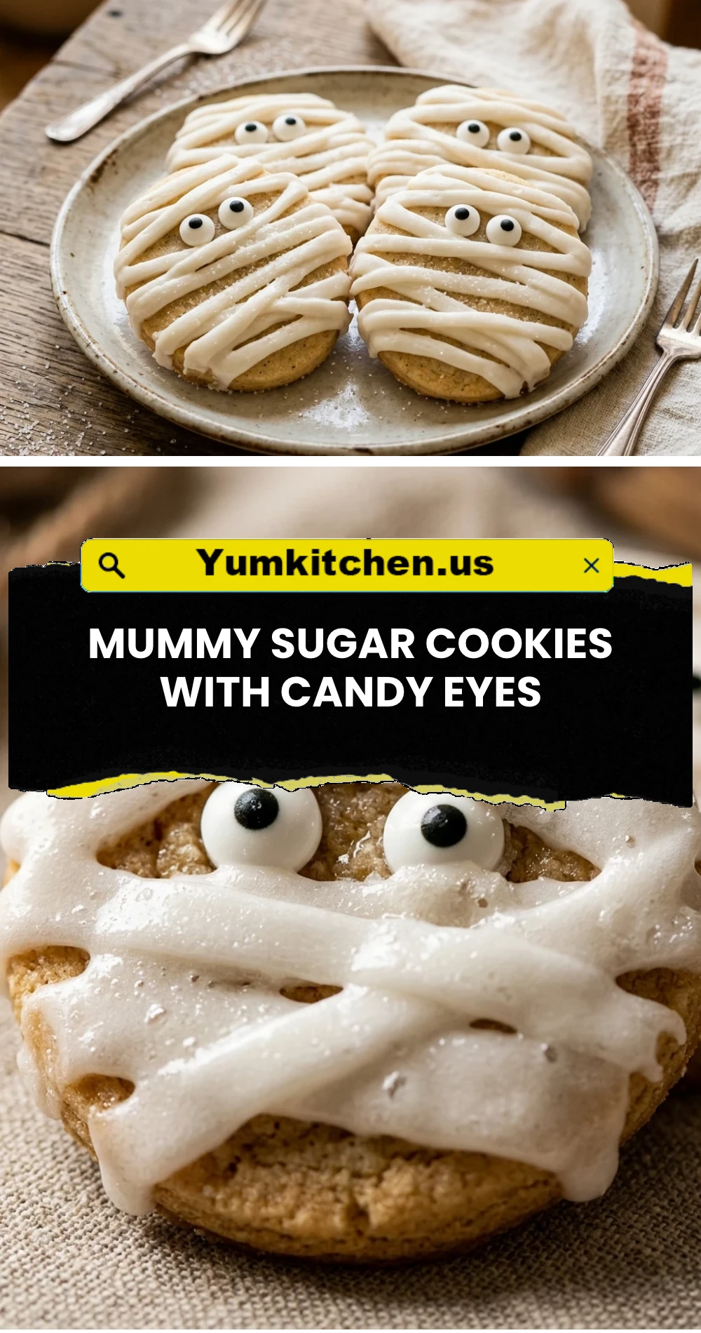Mummy Sugar Cookies with Candy Eyes
