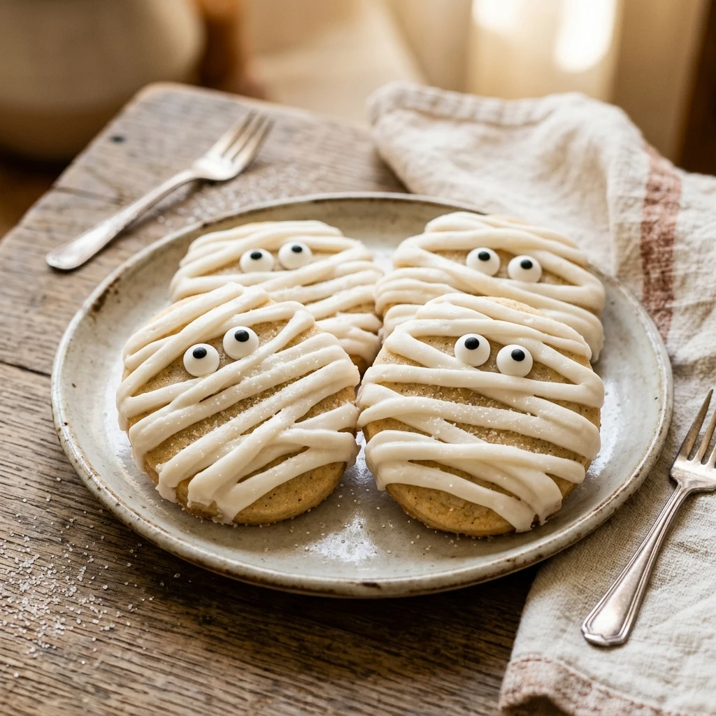 Mummy Sugar Cookies with Candy Eyes