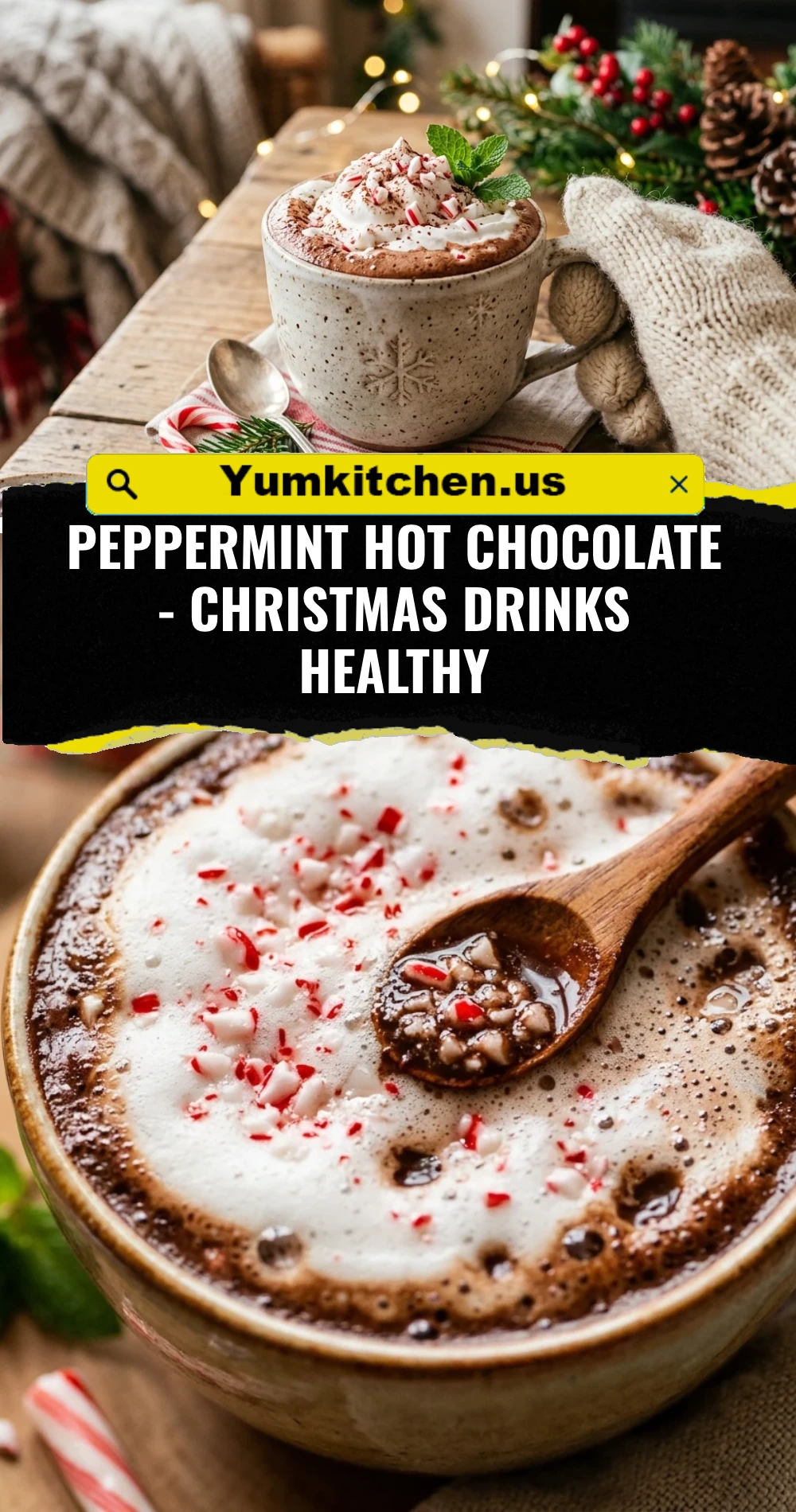Peppermint Hot Chocolate - Christmas Drinks Healthy