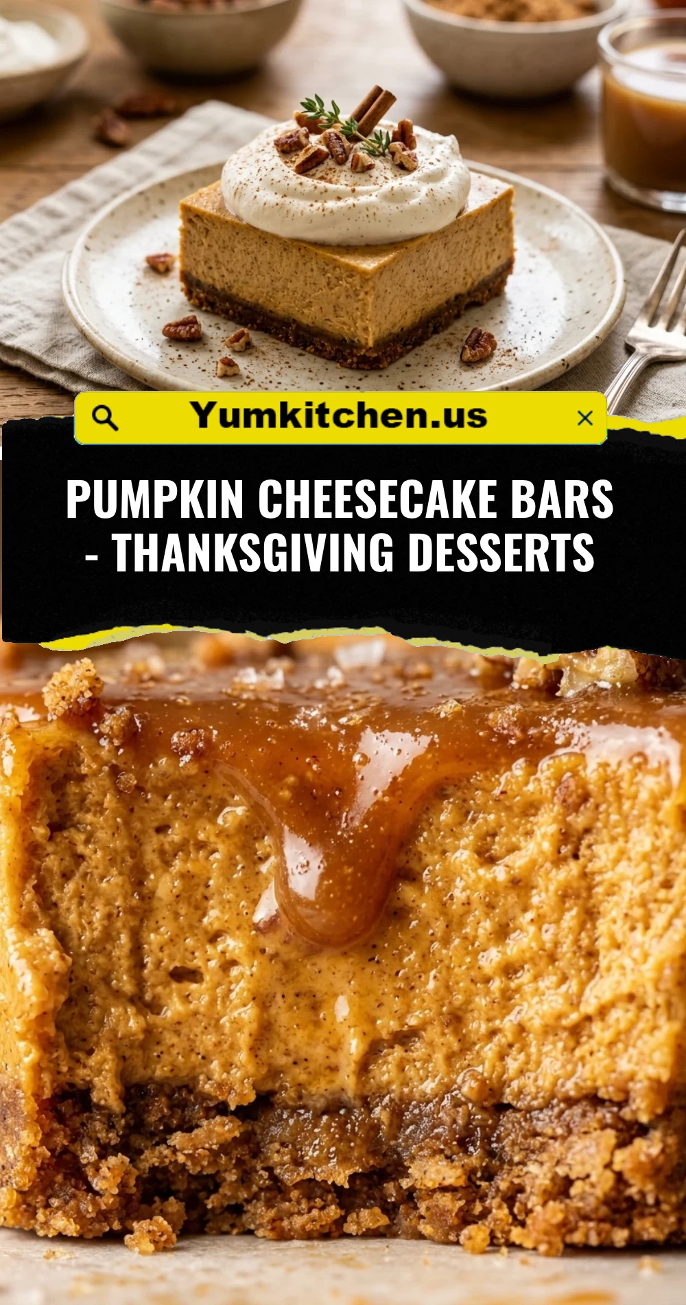 Pumpkin Cheesecake Bars - Thanksgiving Desserts