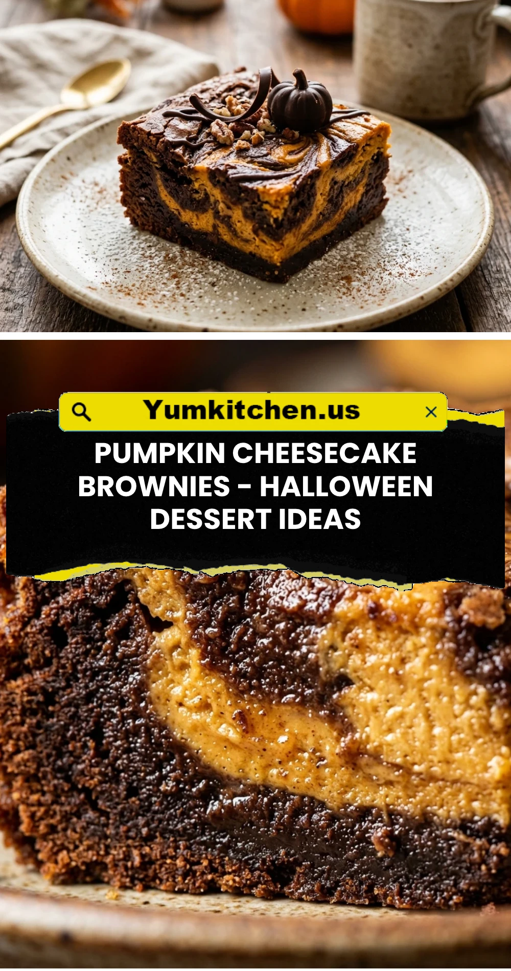 Pumpkin Cheesecake Brownies - Halloween Dessert Ideas