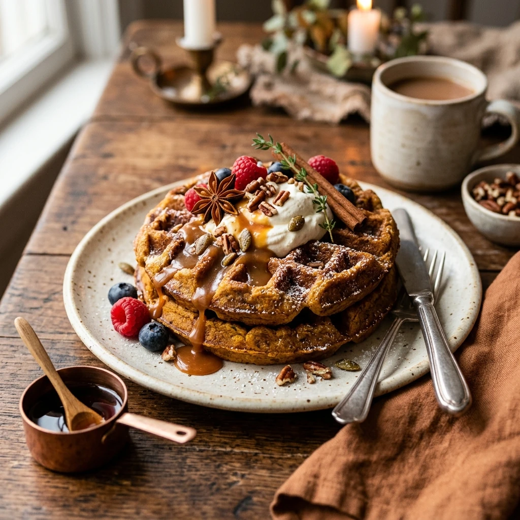 Pumpkin Spice Waffles - Fall Top Recipe