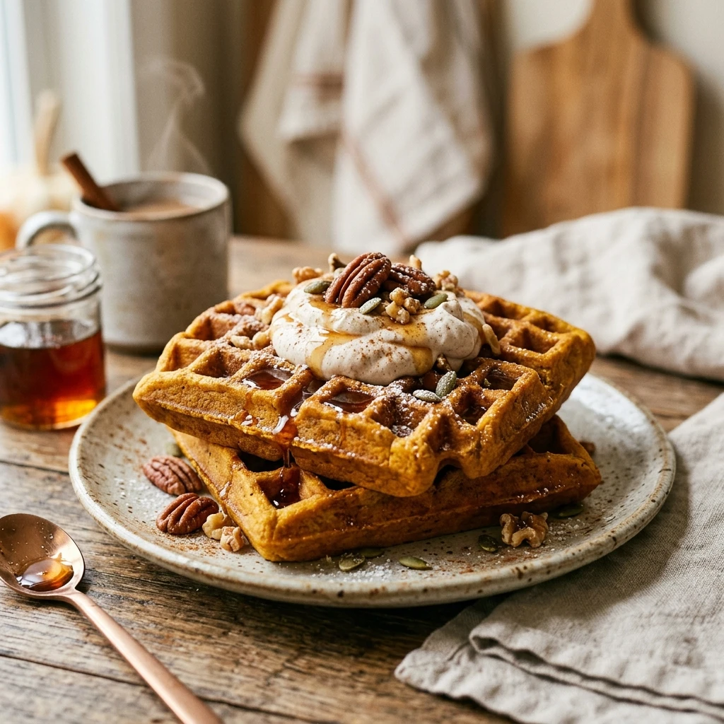Pumpkin Spice Waffles Healthy Freezer Friendly