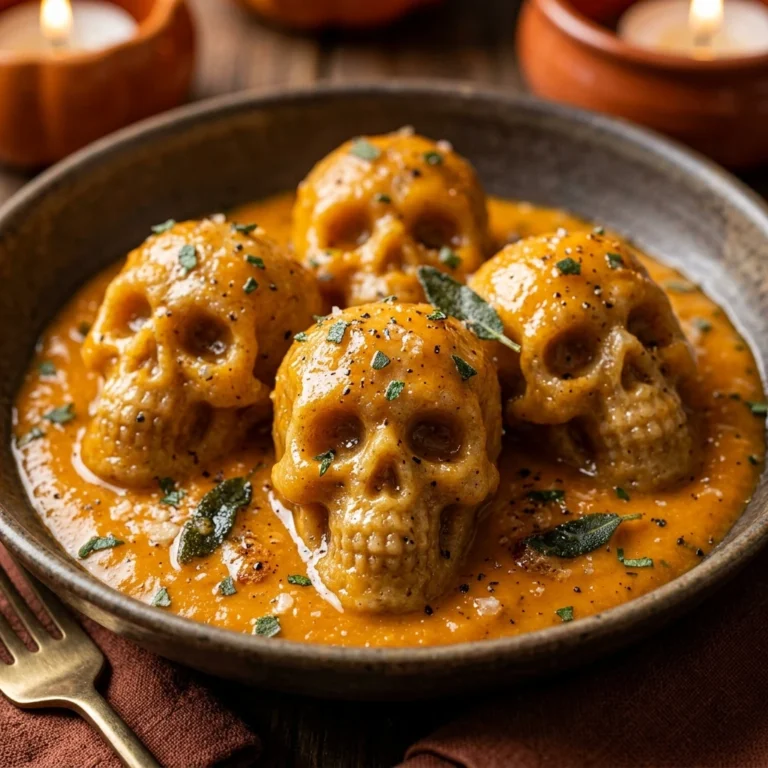 Skull Gnocchi with Orange Sauce - Halloween Dinner