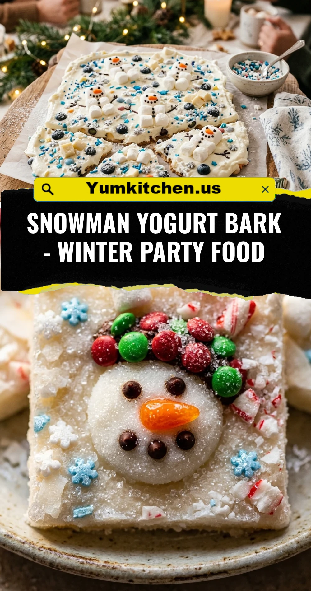 Snowman Yogurt Bark - Winter Party Food