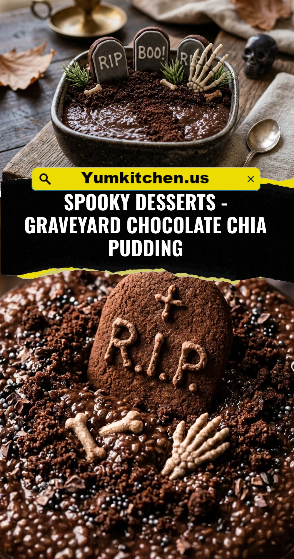 Spooky Desserts - Graveyard Chocolate Chia Pudding