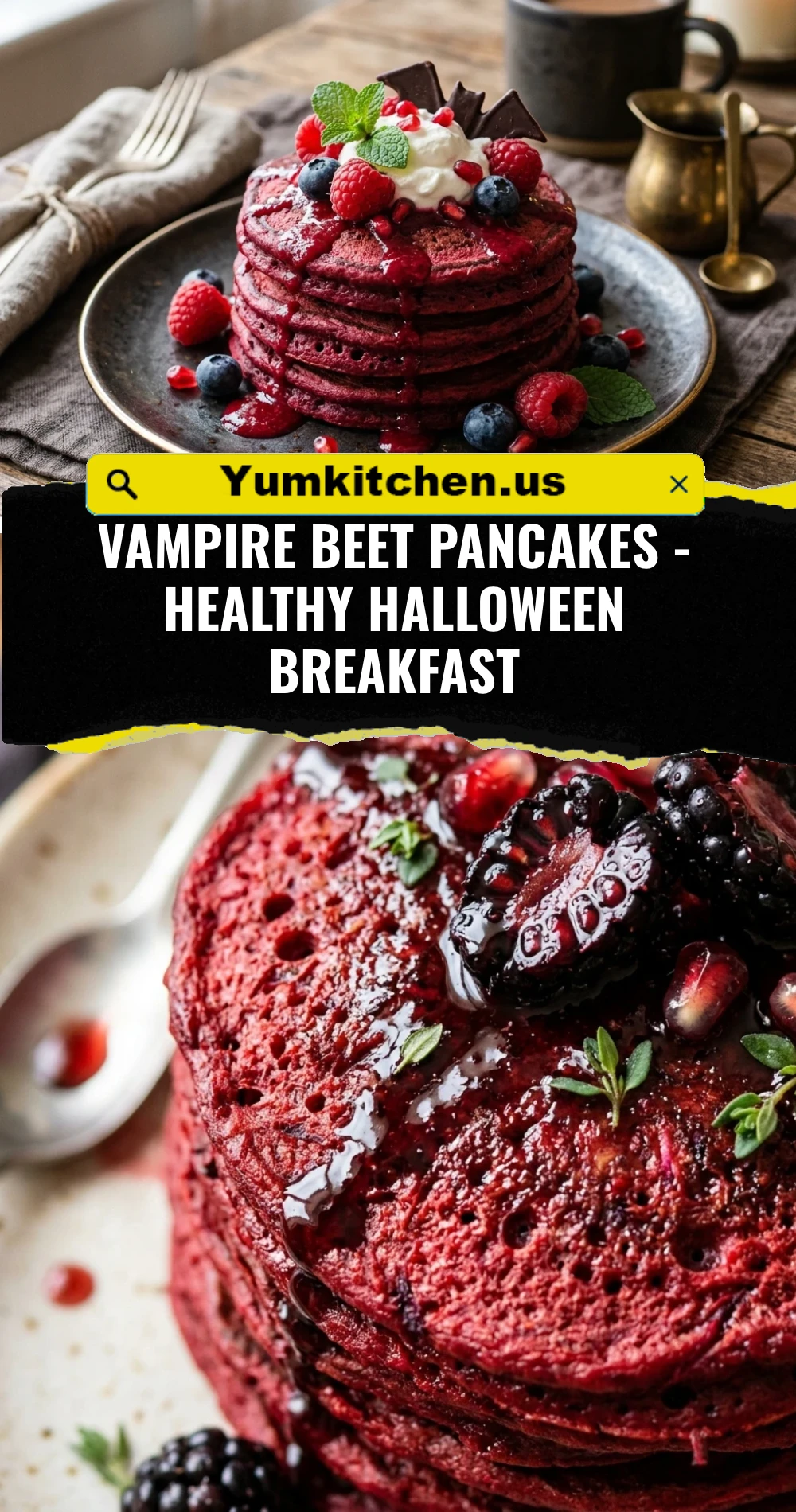 Vampire Beet Pancakes - Healthy Halloween Breakfast
