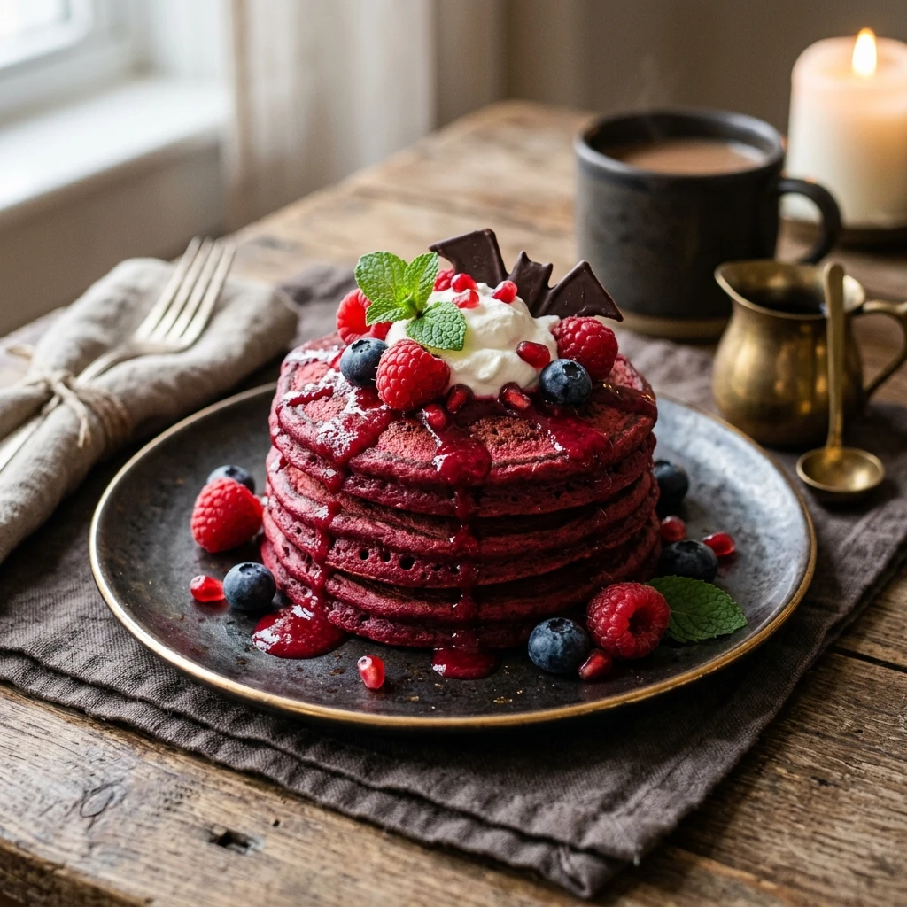 Vampire Beet Pancakes - Healthy Halloween Breakfast