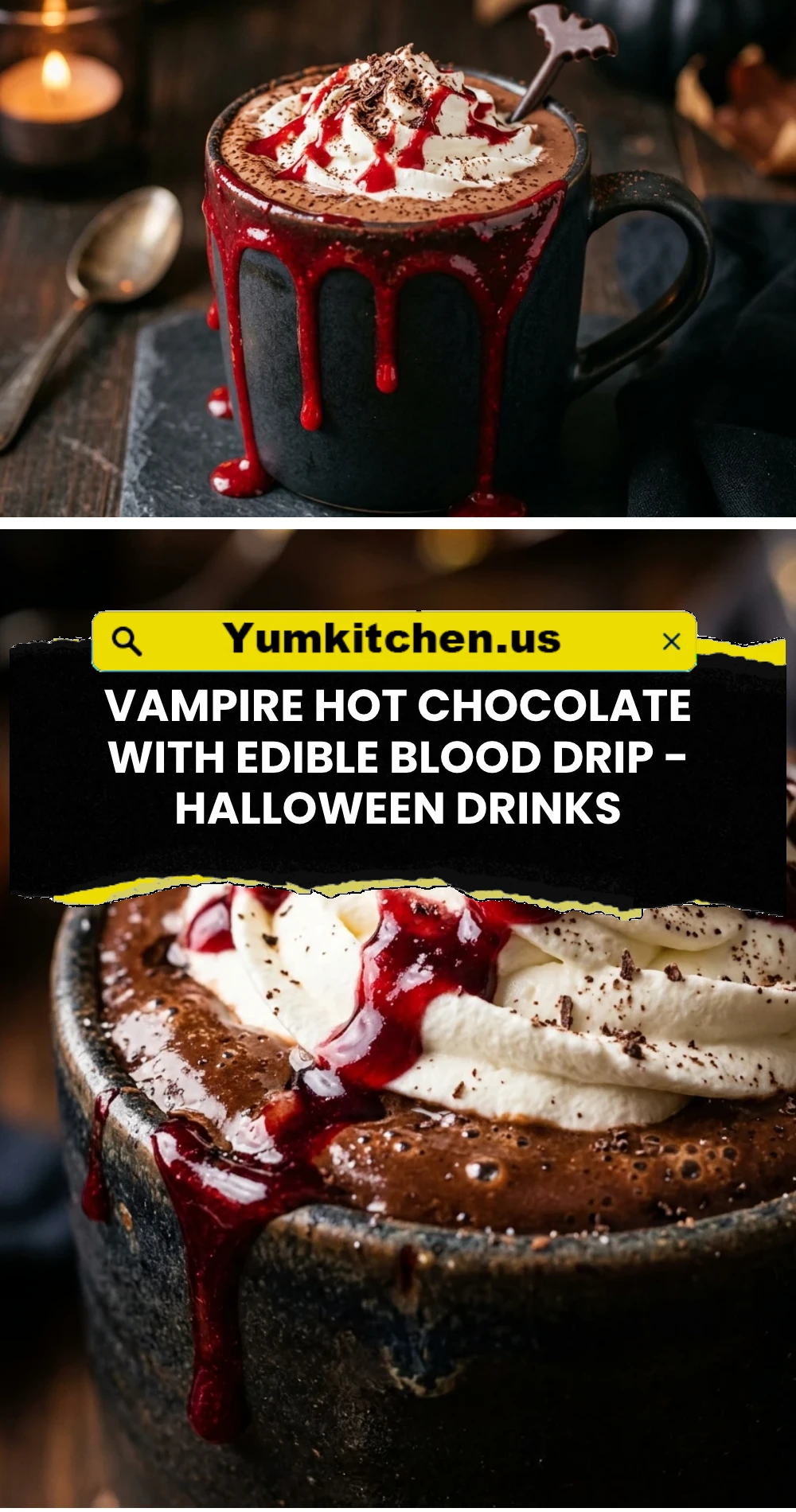 Vampire Hot Chocolate with Edible Blood Drip - Halloween Drinks