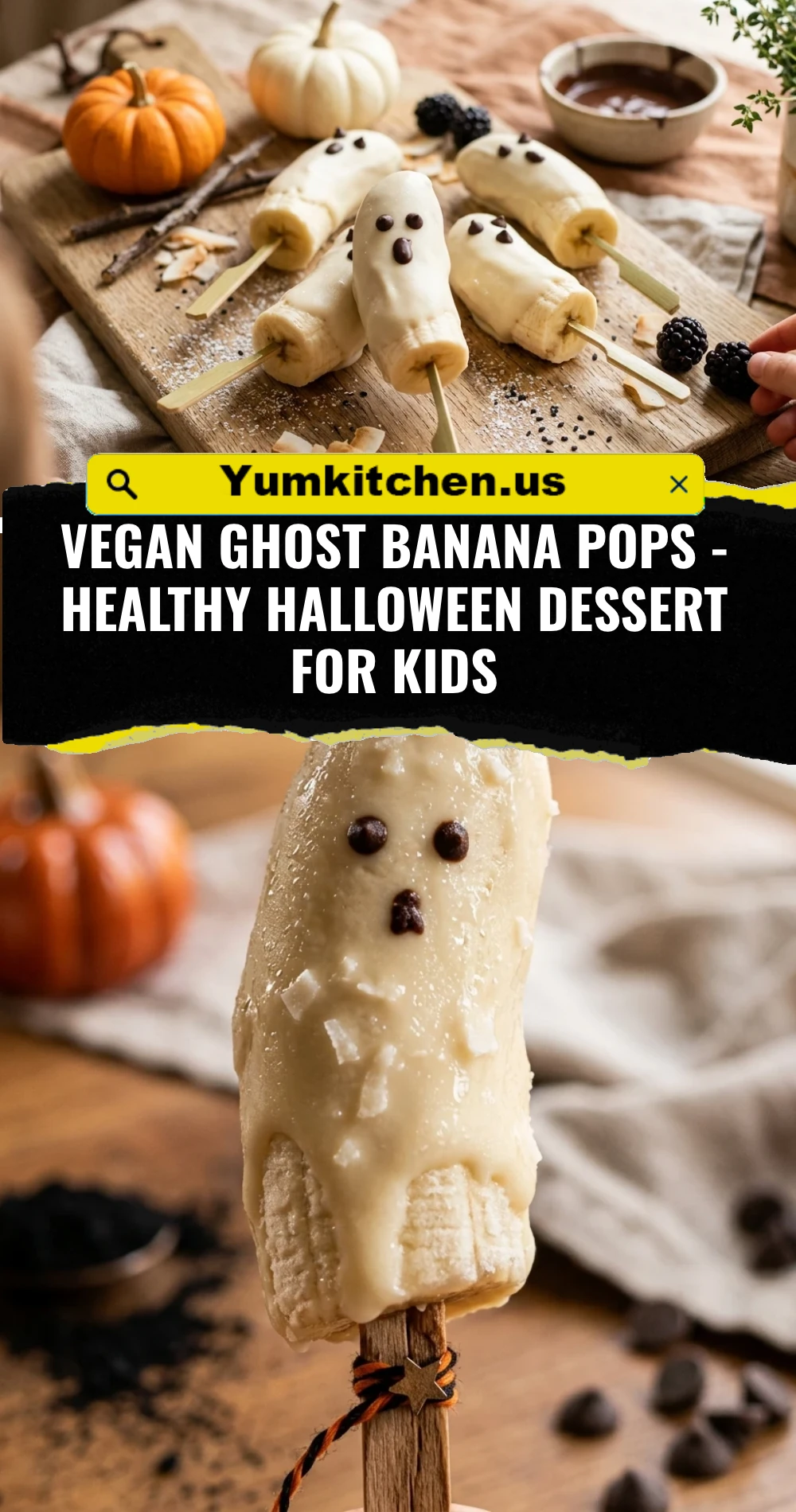 Vegan Ghost Banana Pops - Healthy Halloween Dessert for Kids