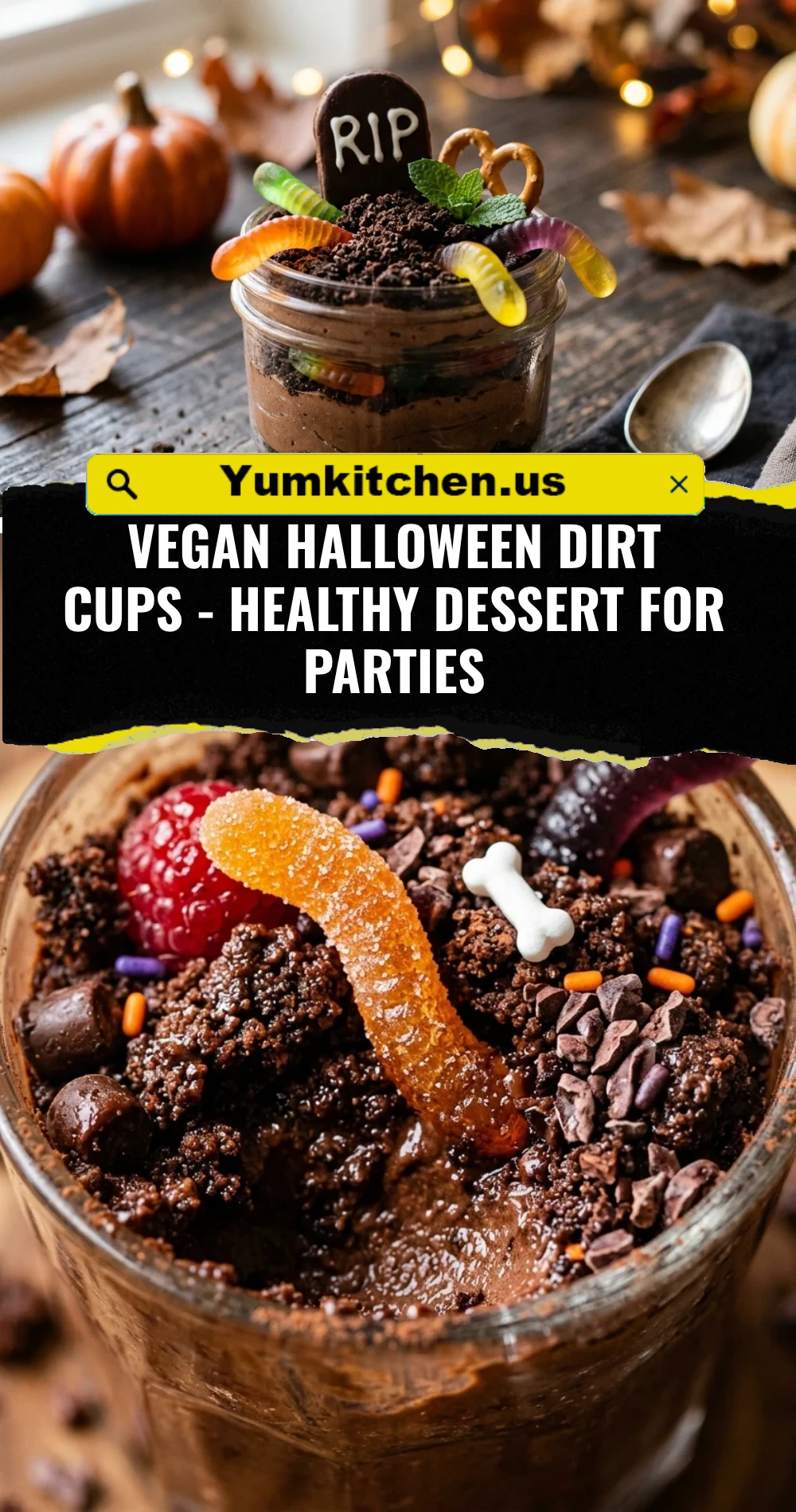 Vegan Halloween Dirt Cups - Healthy Dessert For Parties