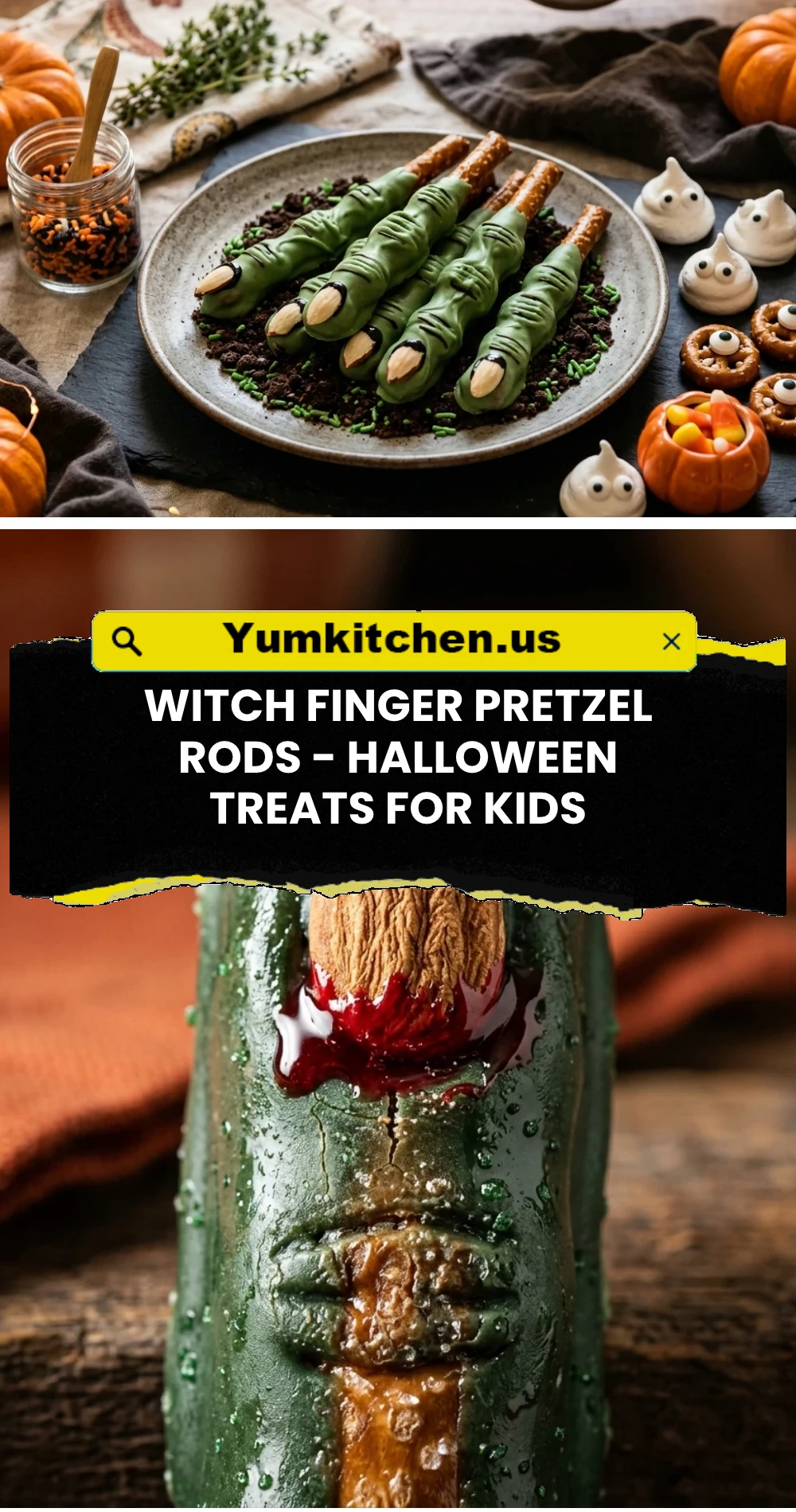 Witch Finger Pretzel Rods - Halloween Treats for Kids