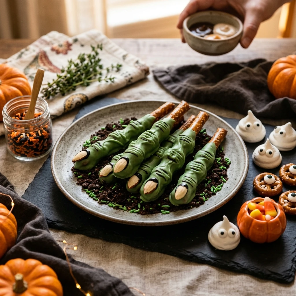 Witch Finger Pretzel Rods - Halloween Treats for Kids