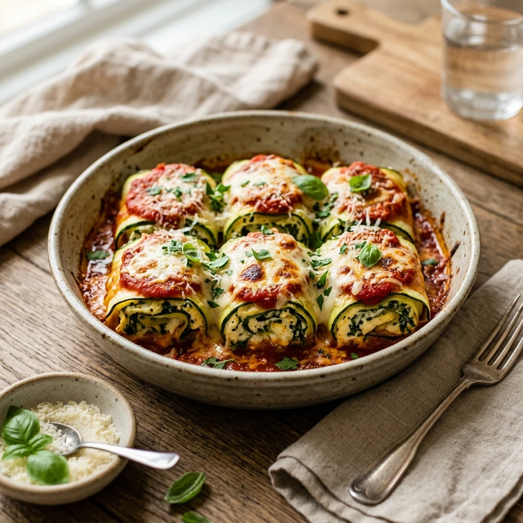 Zucchini Lasagna Rolls Low Carb