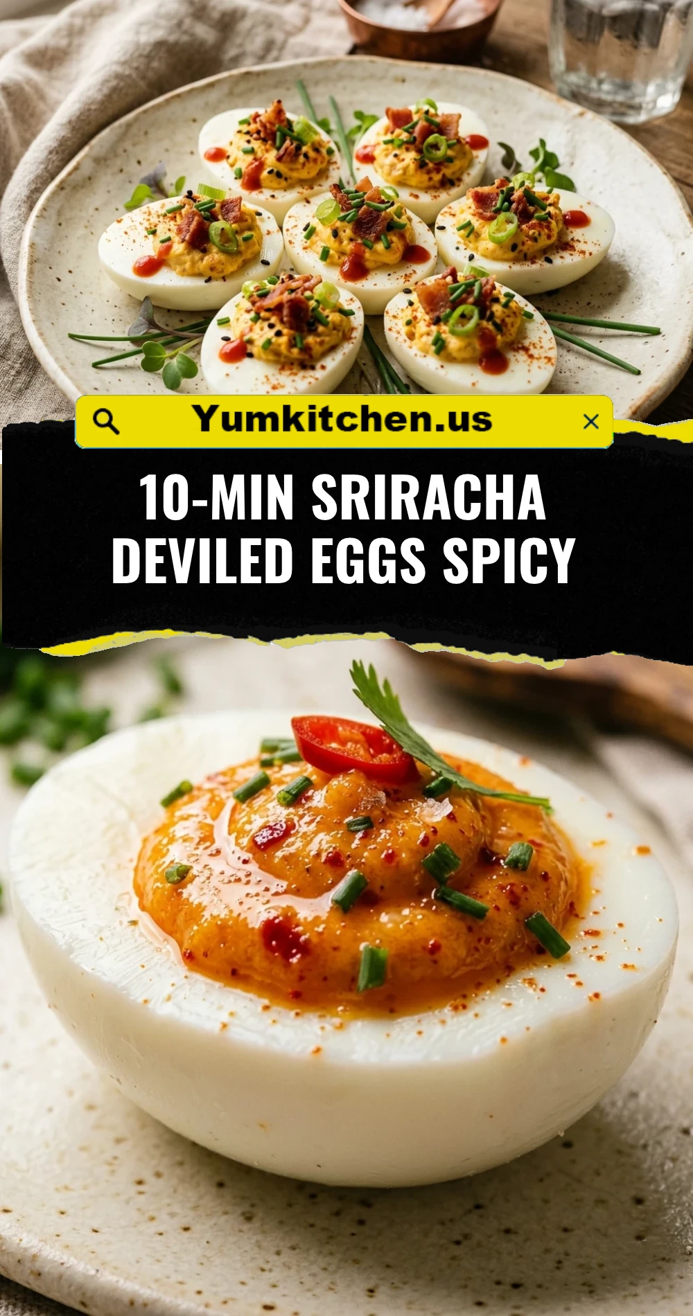 10-Min Sriracha Deviled Eggs Spicy
