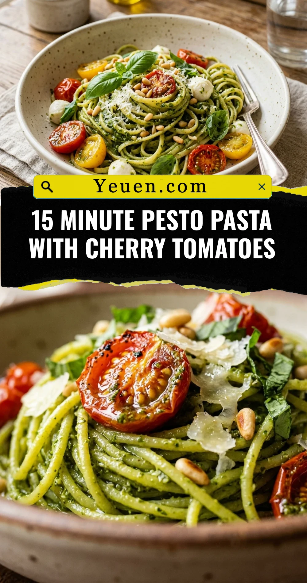 15 Minute Pesto Pasta with Cherry Tomatoes