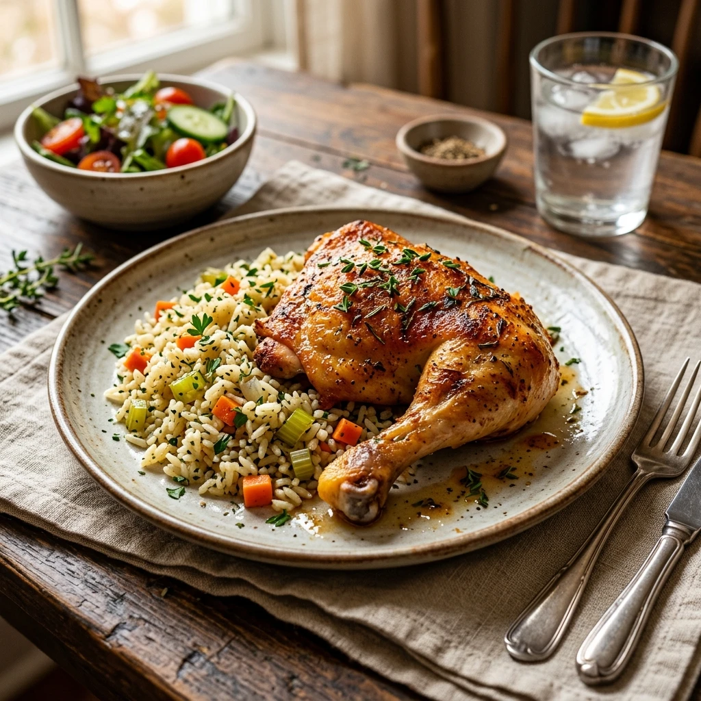 $3 Chicken Dinner - Crispy Baked Chicken & Rice
