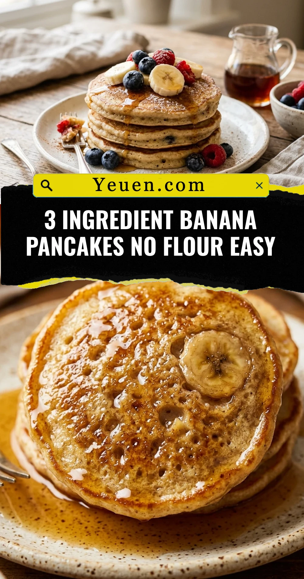 3 Ingredient Banana Pancakes No Flour Easy