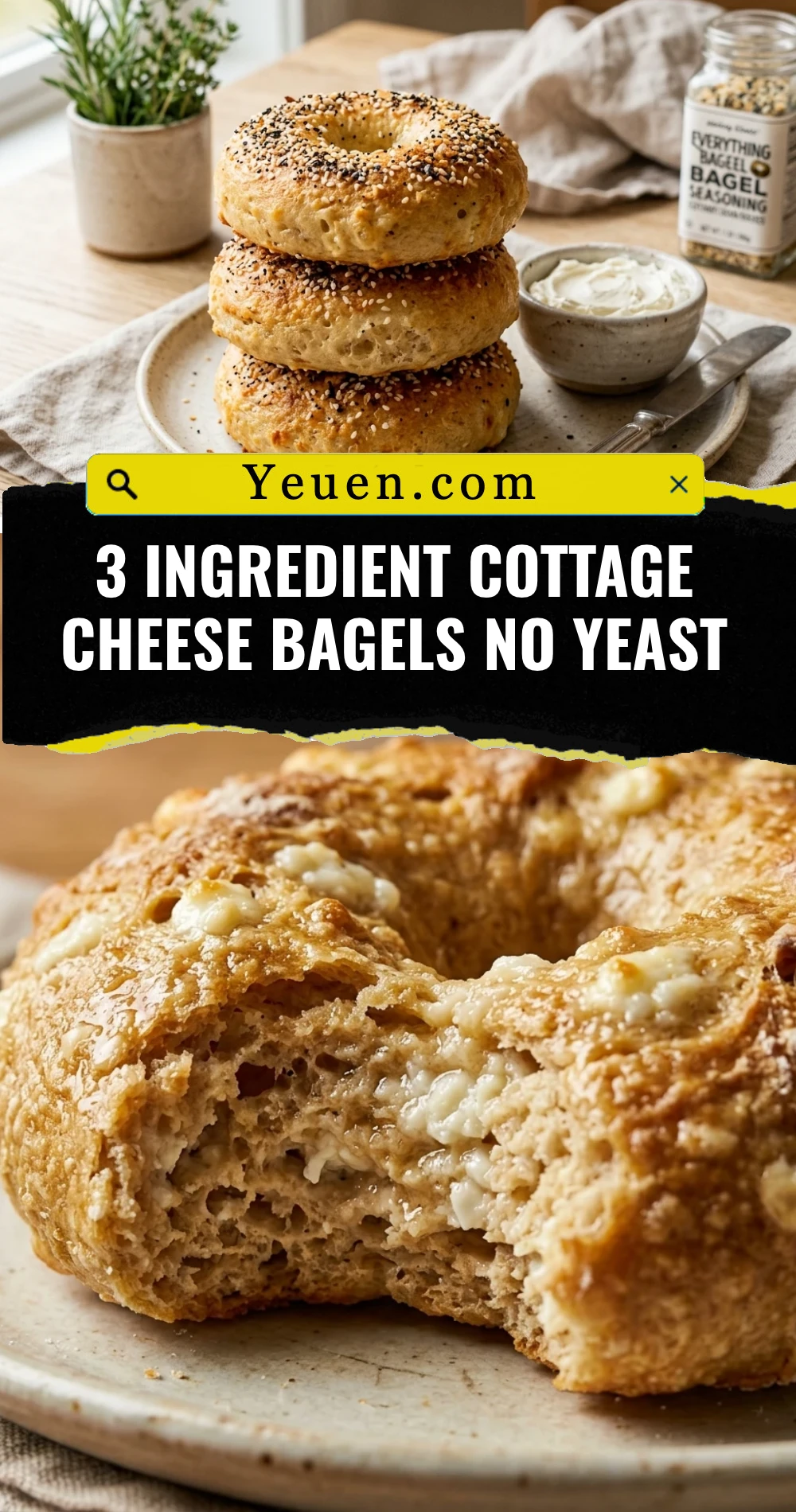 3 Ingredient Cottage Cheese Bagels No Yeast