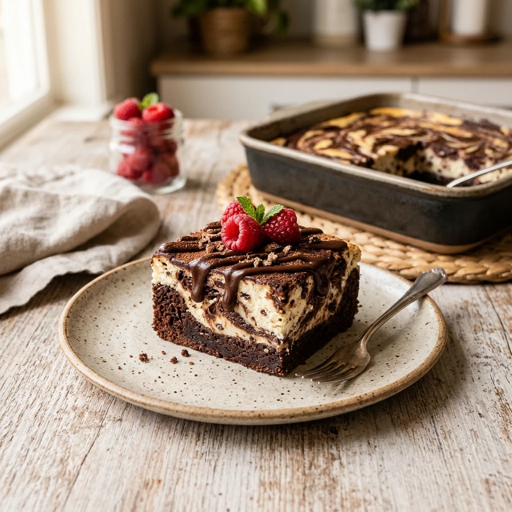3 Ingredient Cottage Cheese Brownie Cheesecake Swirl High Protein Viral No Bake