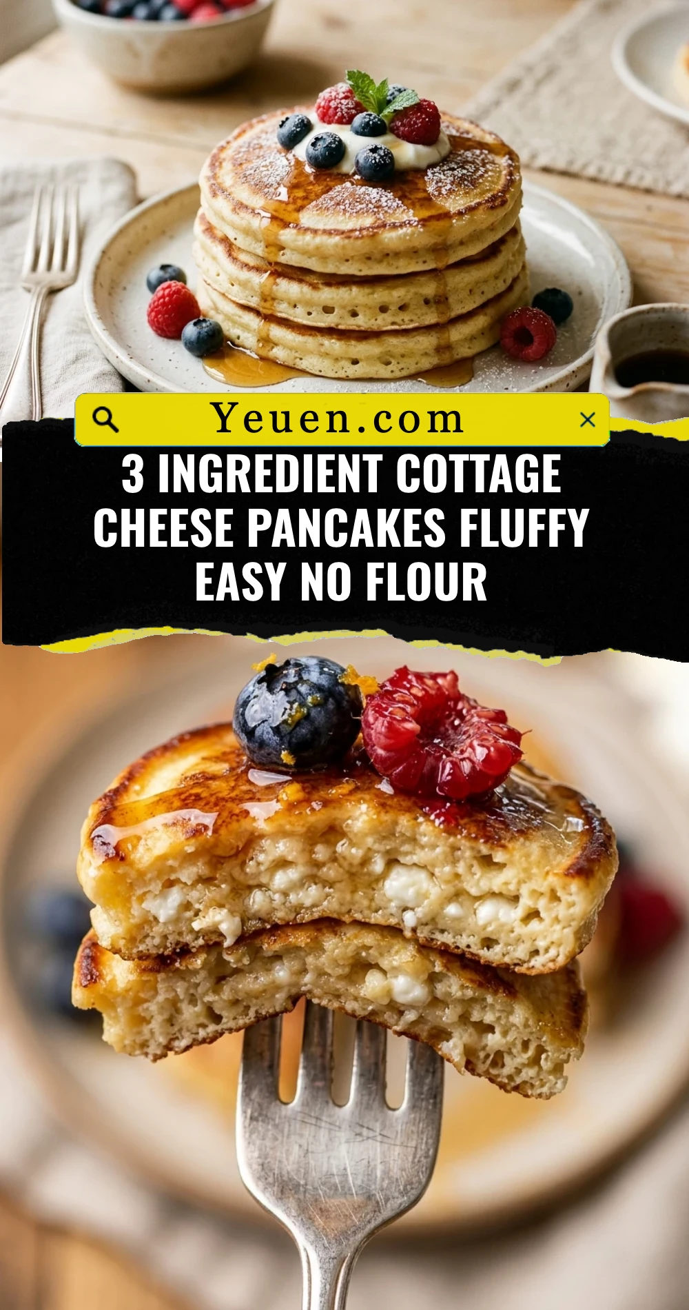 3 Ingredient Cottage Cheese Pancakes Fluffy Easy No Flour
