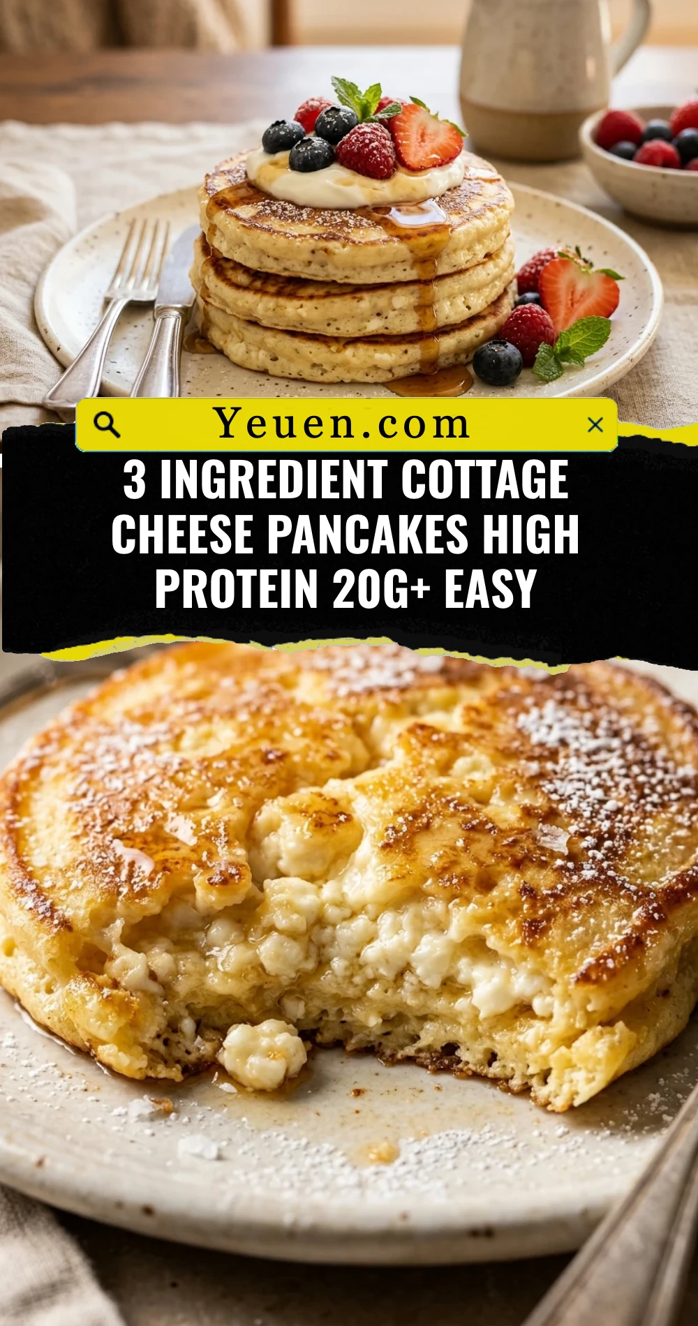 3 Ingredient Cottage Cheese Pancakes High Protein 20g+ Easy