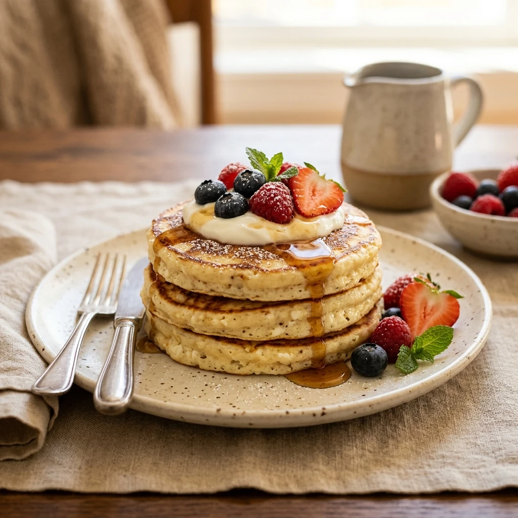 3 Ingredient Cottage Cheese Pancakes High Protein 20g+ Easy