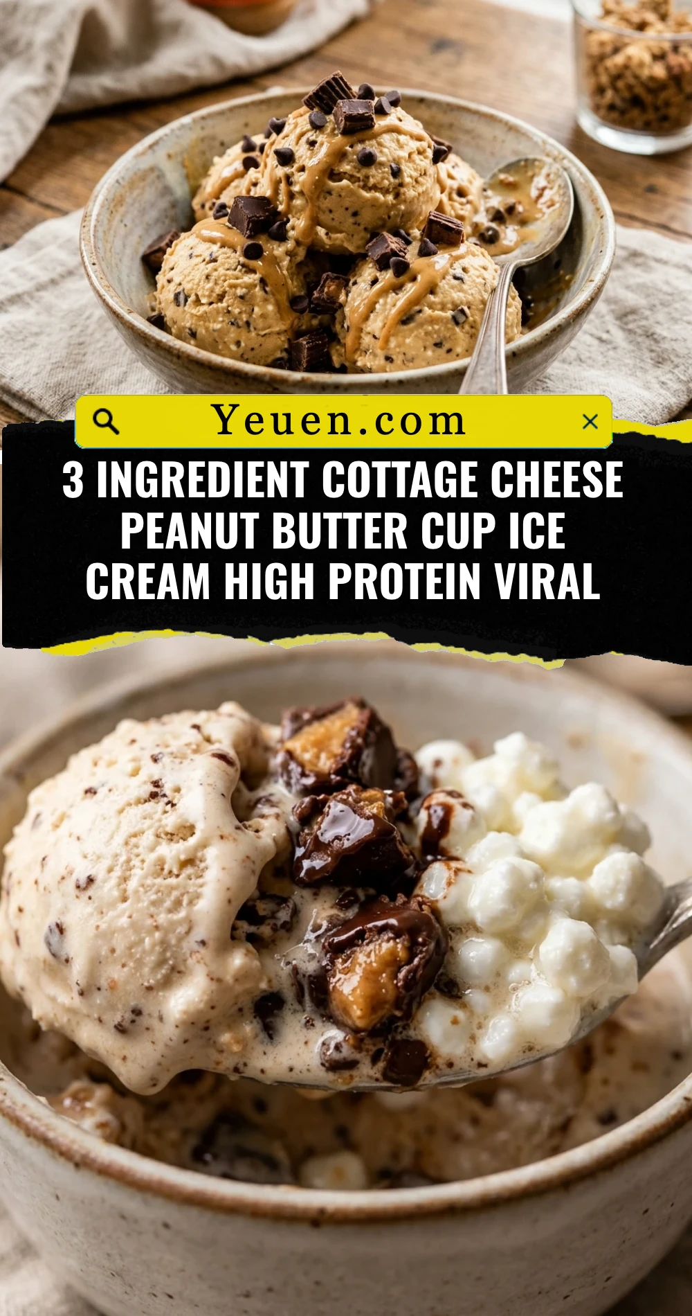 3 Ingredient Cottage Cheese Peanut Butter Cup Ice Cream High Protein Viral