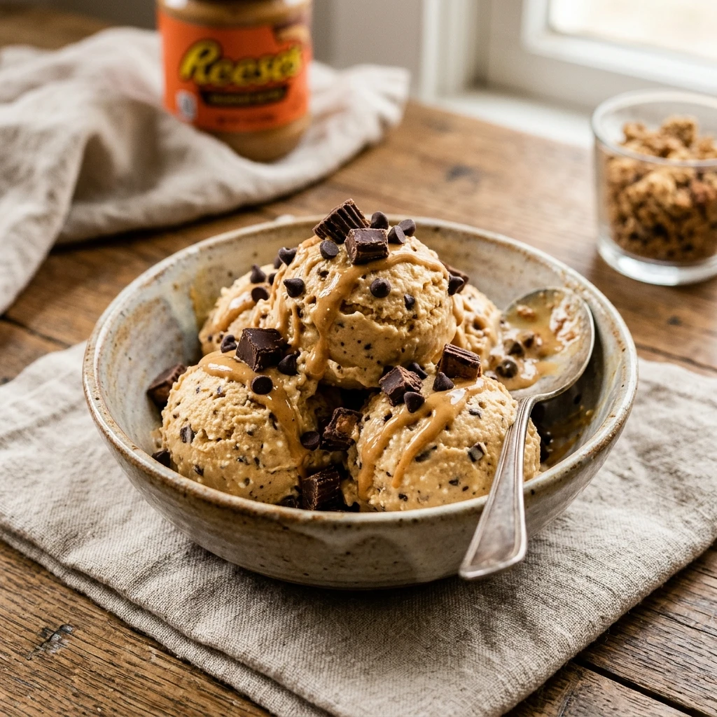 3 Ingredient Cottage Cheese Peanut Butter Cup Ice Cream High Protein Viral
