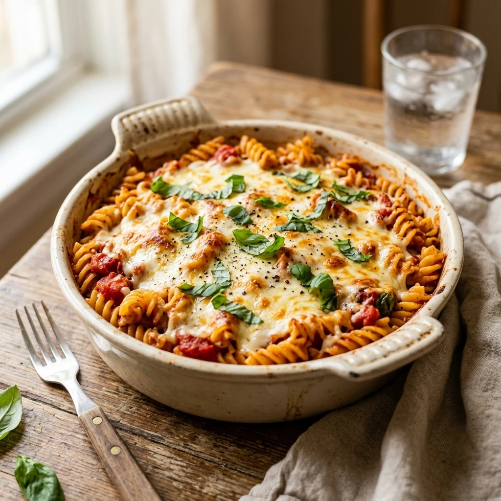 3 Ingredient Dump And Bake Pasta Casserole