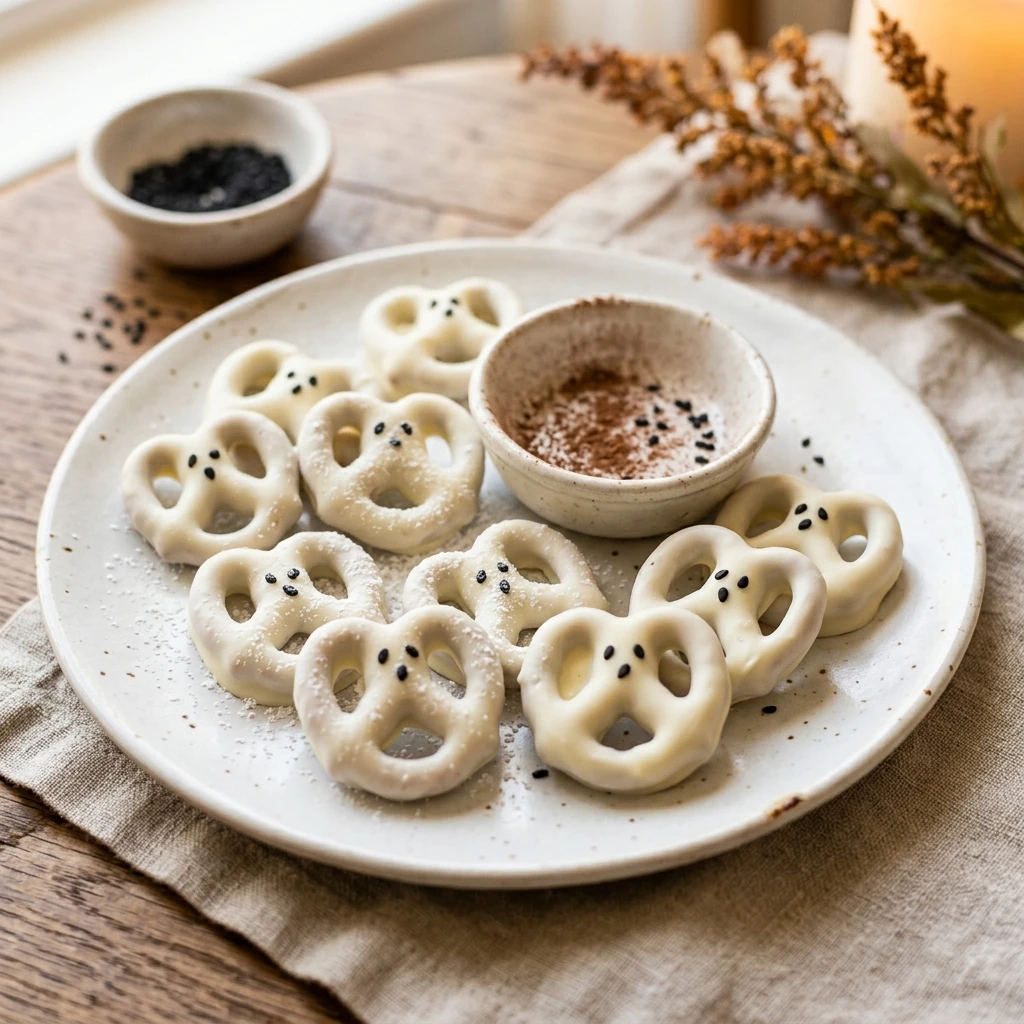 3-Ingredient Ghost Pretzels - No Bake Dinner Snack