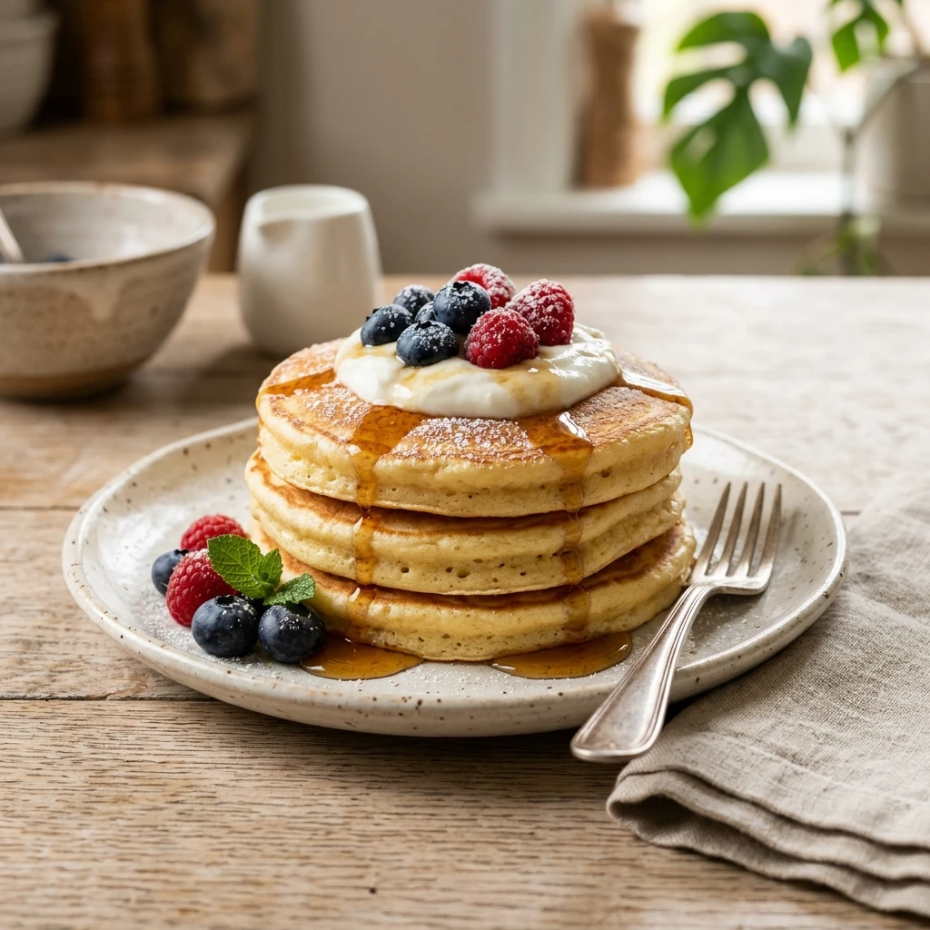 3 Ingredient Greek Yogurt Pancakes Easy No Flour Fluffy Golden Delicious